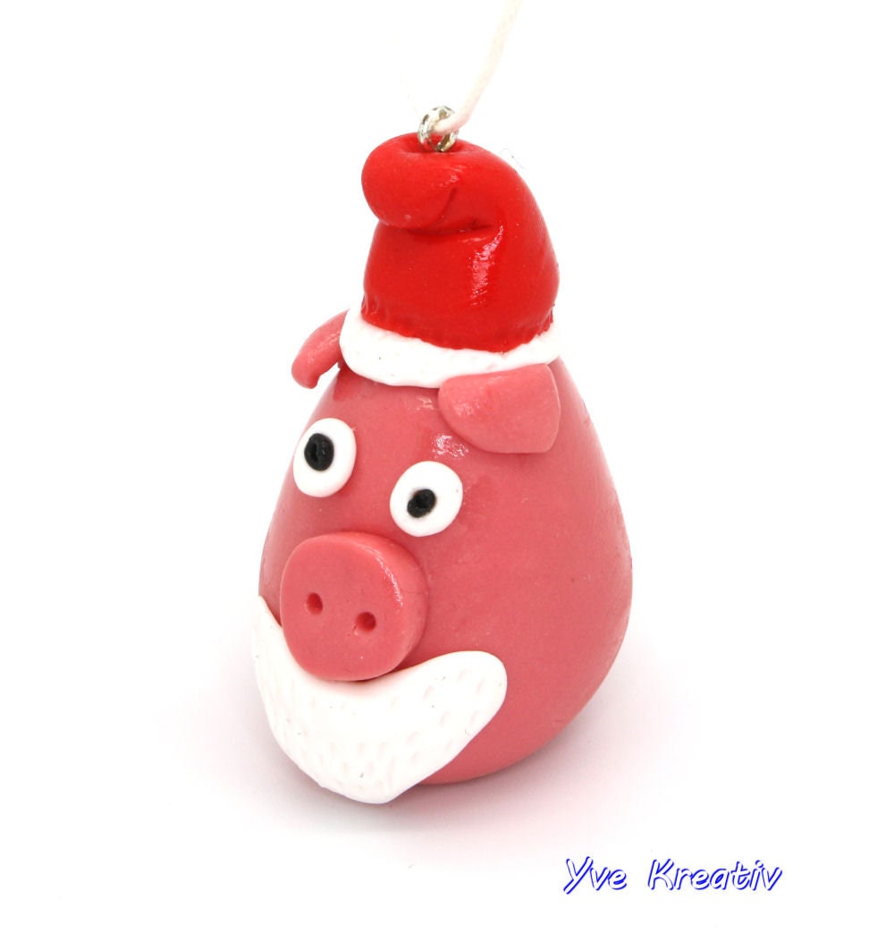 Weihnachtsbaum Anhänger "Weihnachtsschwein", Ornament handmodeliert, Christbaumschmuck, Geschenkanhänger  #613960856