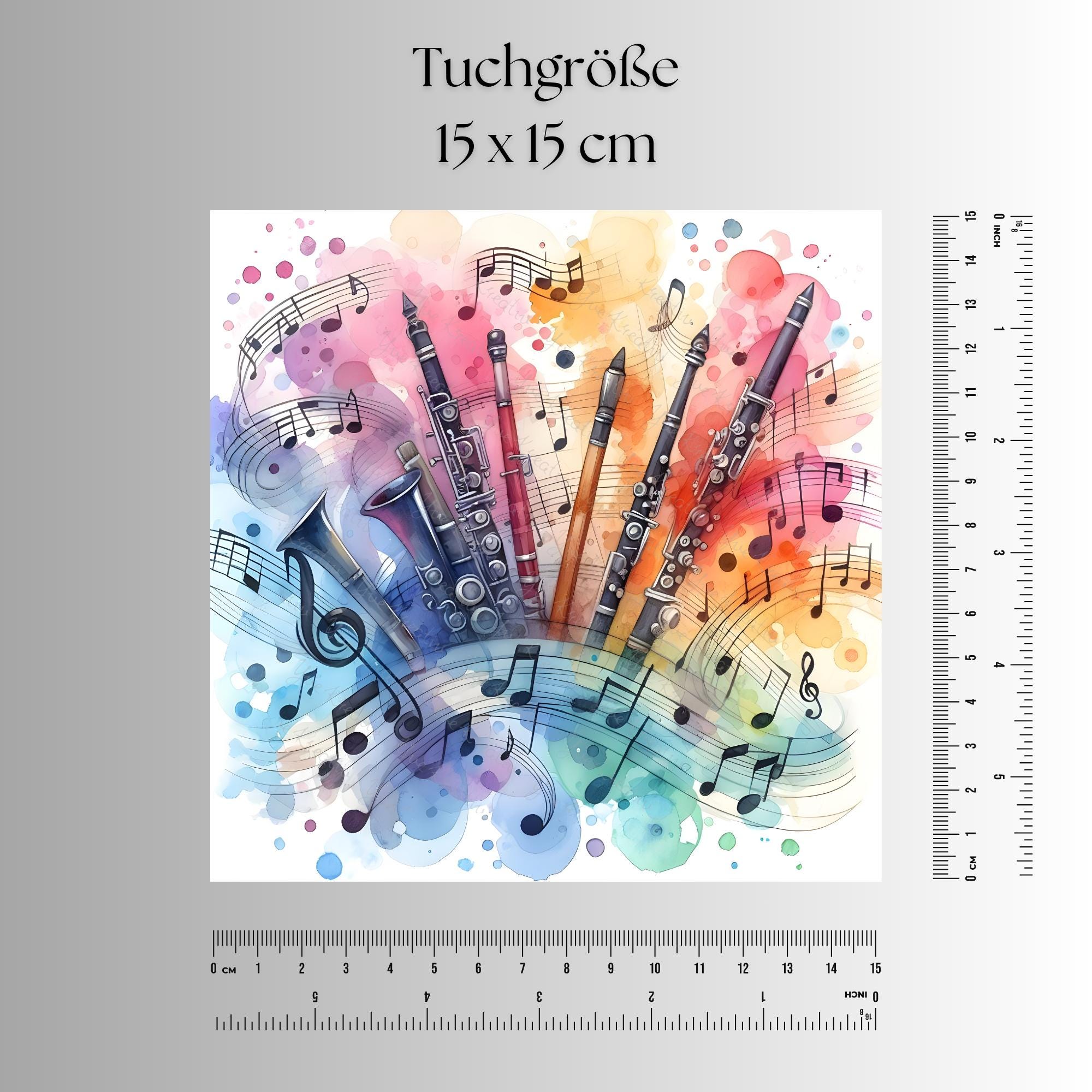 Brillenputztuch Musik Klarinette bedrucktes Mikrofasertuch für Sonnenbrille Displays Handy Geschenk Musiker Mitbringsel Musiklehrer #MC17