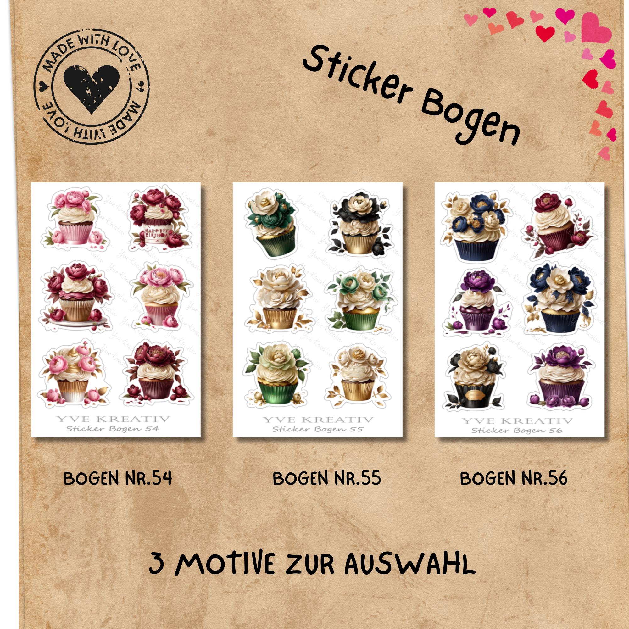 Aufkleber Cupcake Sommer Sticker Bogen Blüten Muffin Stickerbogen 3 Bögen zur Auswahl in Weiß - Transparent - Matt - Glanz #SBA6 Aufkleber Cupcake Sommer Sticker Bogen Blüten Muffin Stickerbogen 3 Bögen zur Auswahl in Weiß - Transparent - Matt - Glanz #SBA6