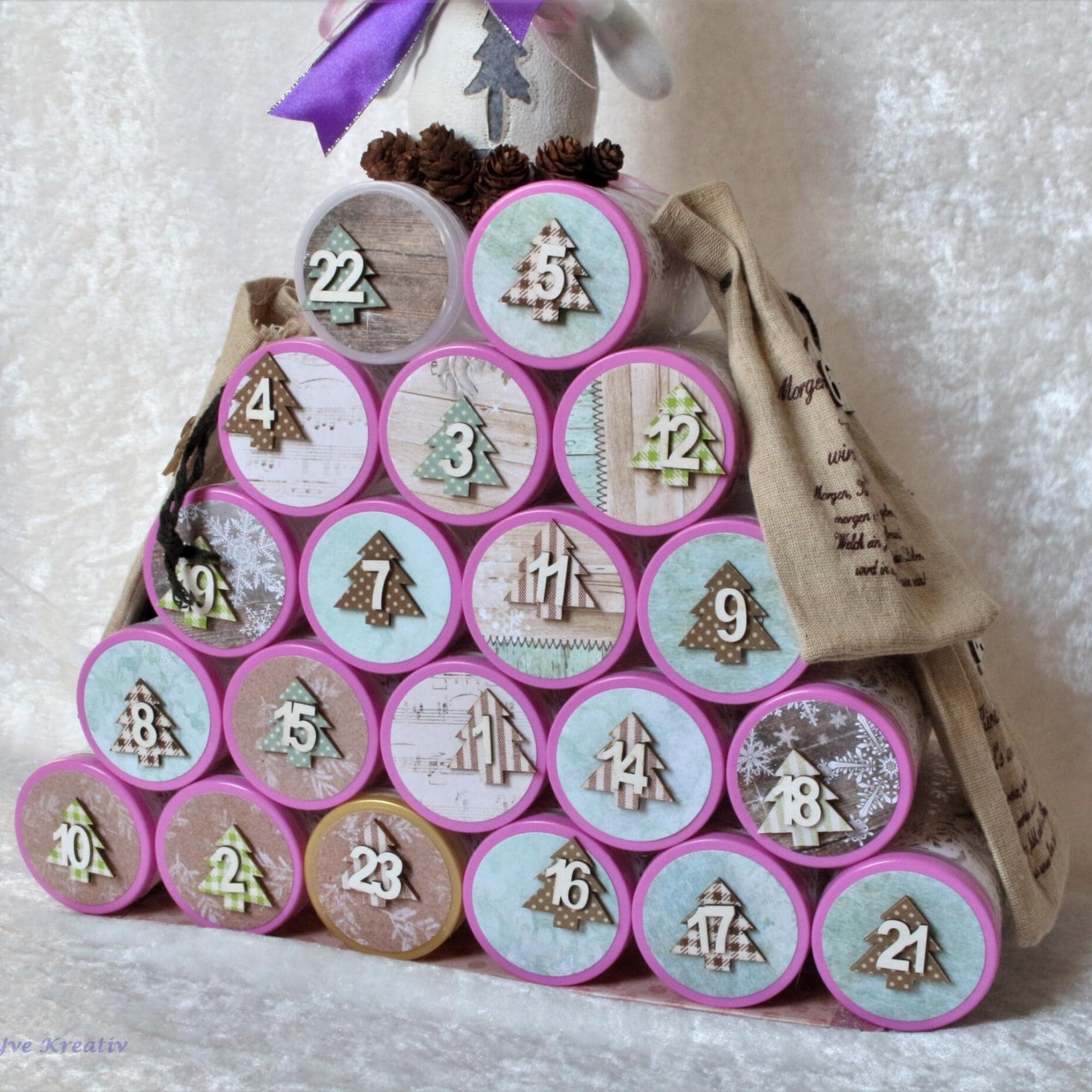 Adventskalender zum Befüllen aus 24 Dosen Upcycling zu Weihnachten Adventsdeko Adventskalender außergewöhnlich Geschenk Freundin #853462823