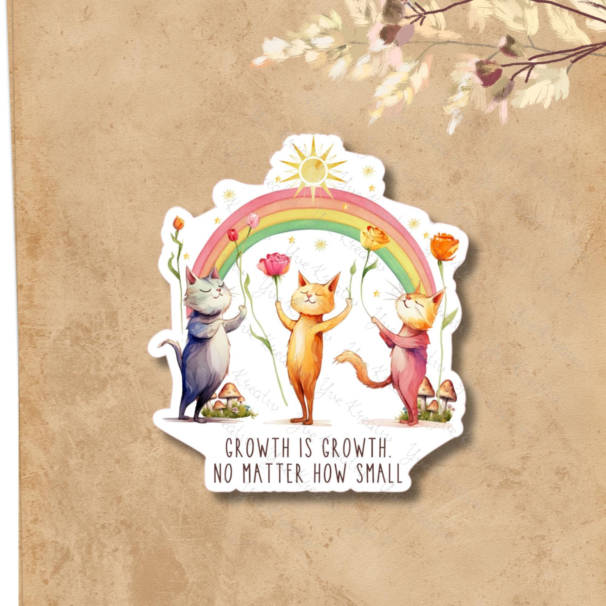 Kofferaufkleber, Geschenkaufkleber, Aufkleber Motivation, großer Katzen Regenbogen Sticker I zur Auswahl in Weiß oder Transparent  #SEG8