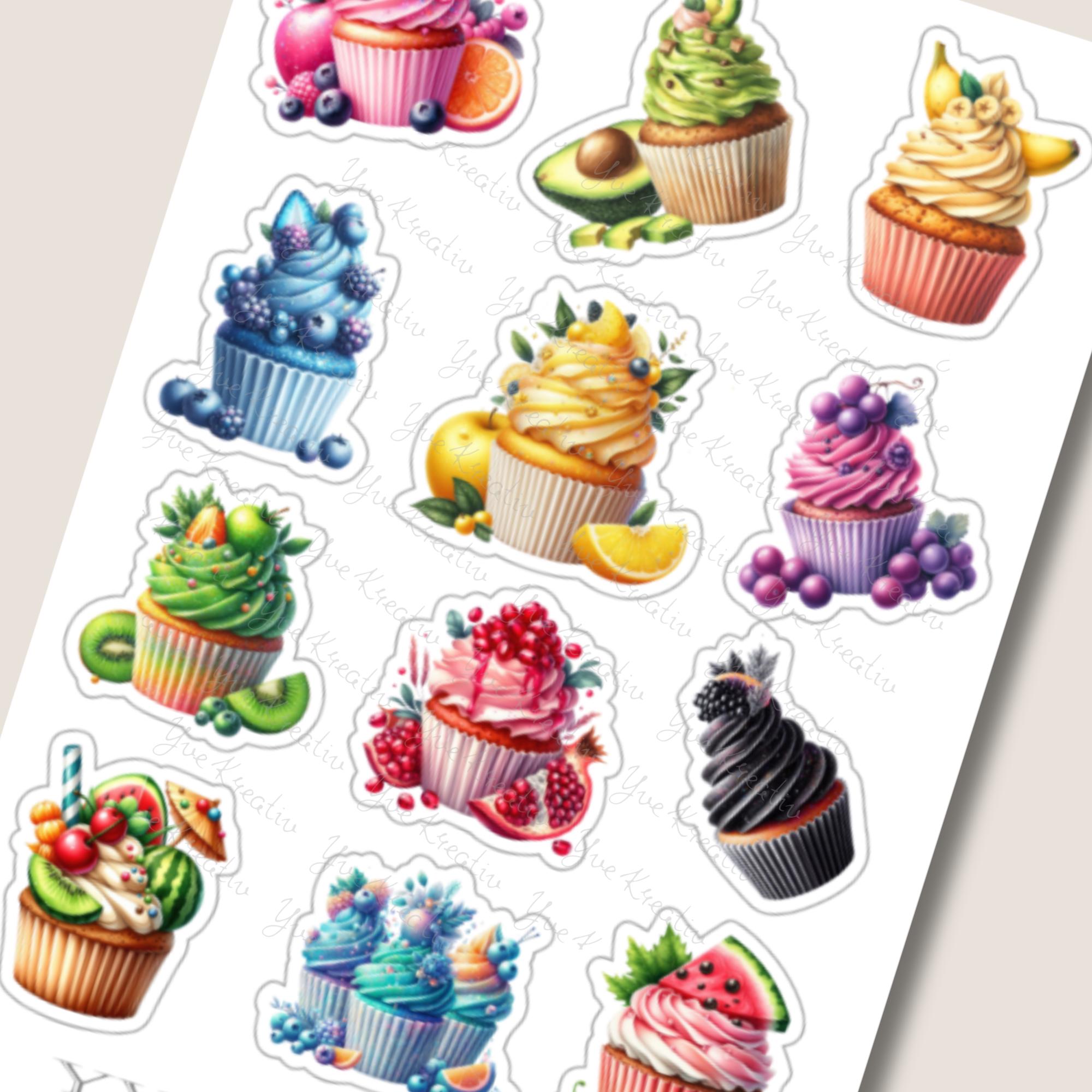 Aufkleber Cupcake Sommer Sticker Bogen Früchte Muffin Stickerbogen 3 Bögen zur Auswahl in Weiß - Transparent - Matt - Glanz #SBA6 Aufkleber Cupcake Sommer Sticker Bogen Früchte Muffin Stickerbogen 3 Bögen zur Auswahl in Weiß - Transparent - Matt - Glanz #SBA6