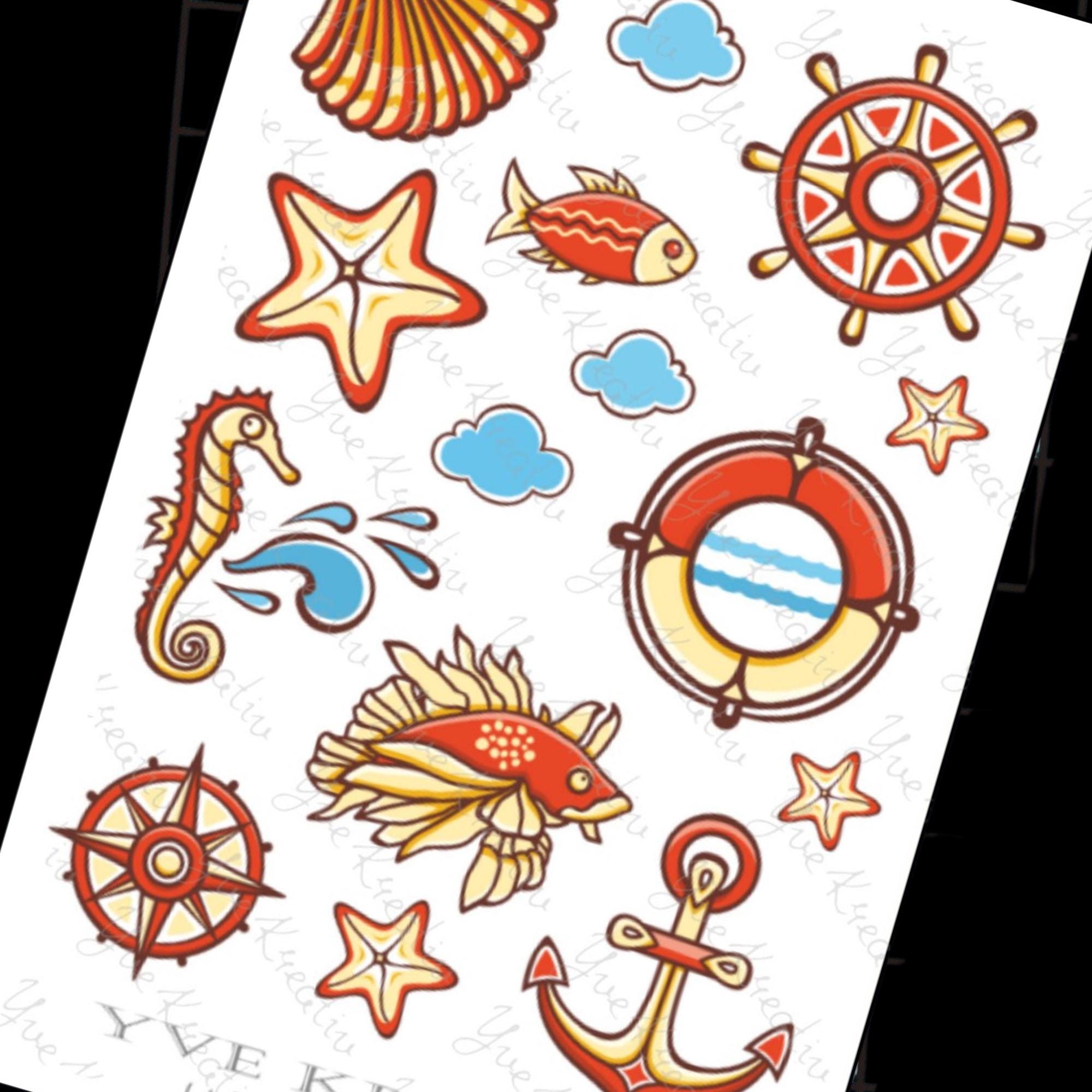 Aufkleber Sticker Maritim Urlaub Strand Reise | 15 Aufkleber Stickerbogen  Set  -  Weiß - Transparent - Matt - Glanz #SBA6