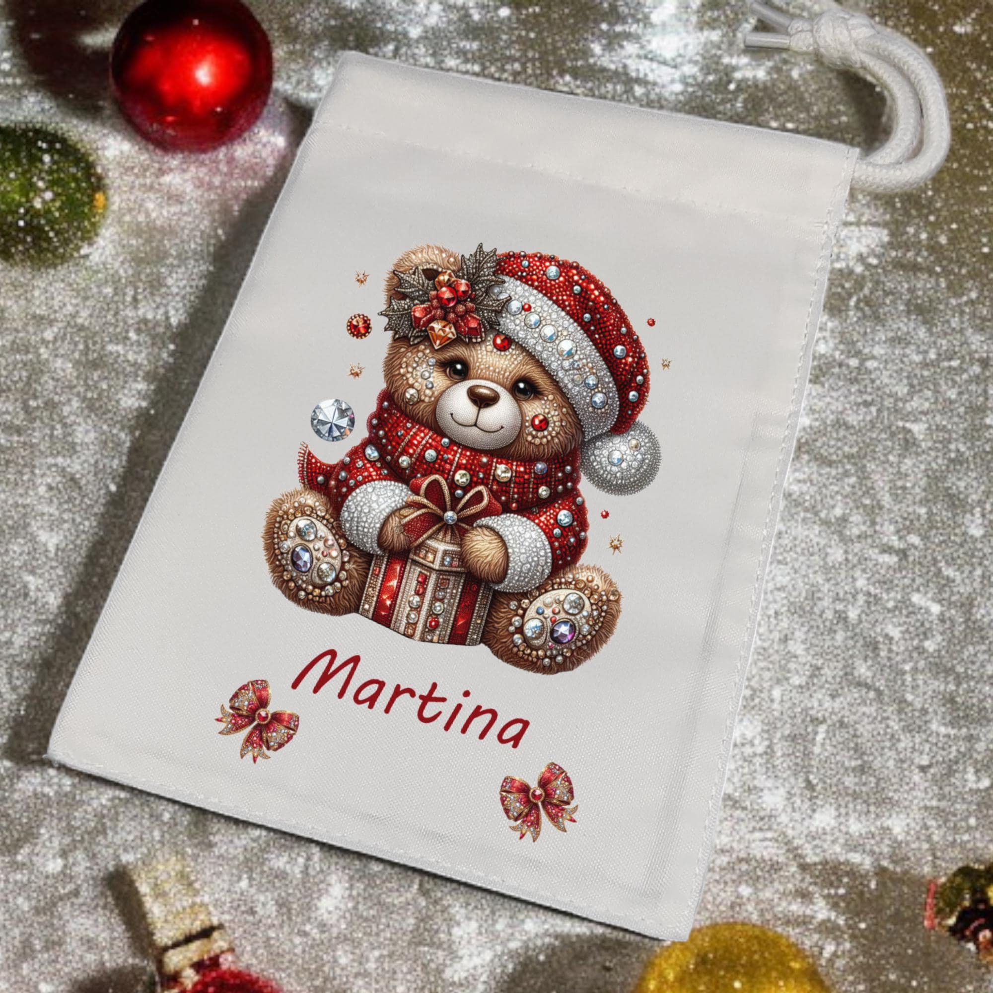 Geschenksäckchen personalisiert mit Namen, Weihnachtsgeschenkbeutel, Stoffsäckchen, Stofftasche, Stoffbeutel, Geschenkverpackung  #GSSUB