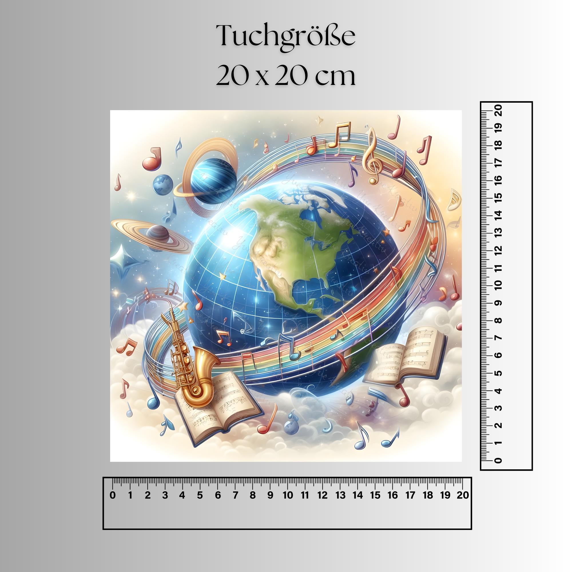 Brillenputztuch Welt der Musik bedrucktes Mikrofasertuch für Sonnenbrille Displays Handy Geschenk Musiker Mitbringsel Musiklehrer #MC15