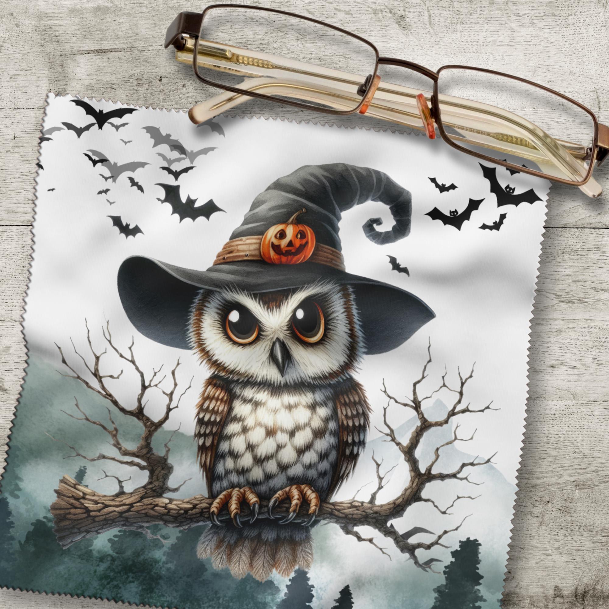 Brillenputztuch Zauberer Eule bedrucktes Mikrofasertuch für Sonnenbrille Displays Handy Eulen Geschenk Halloween Mitbringsel #TI171