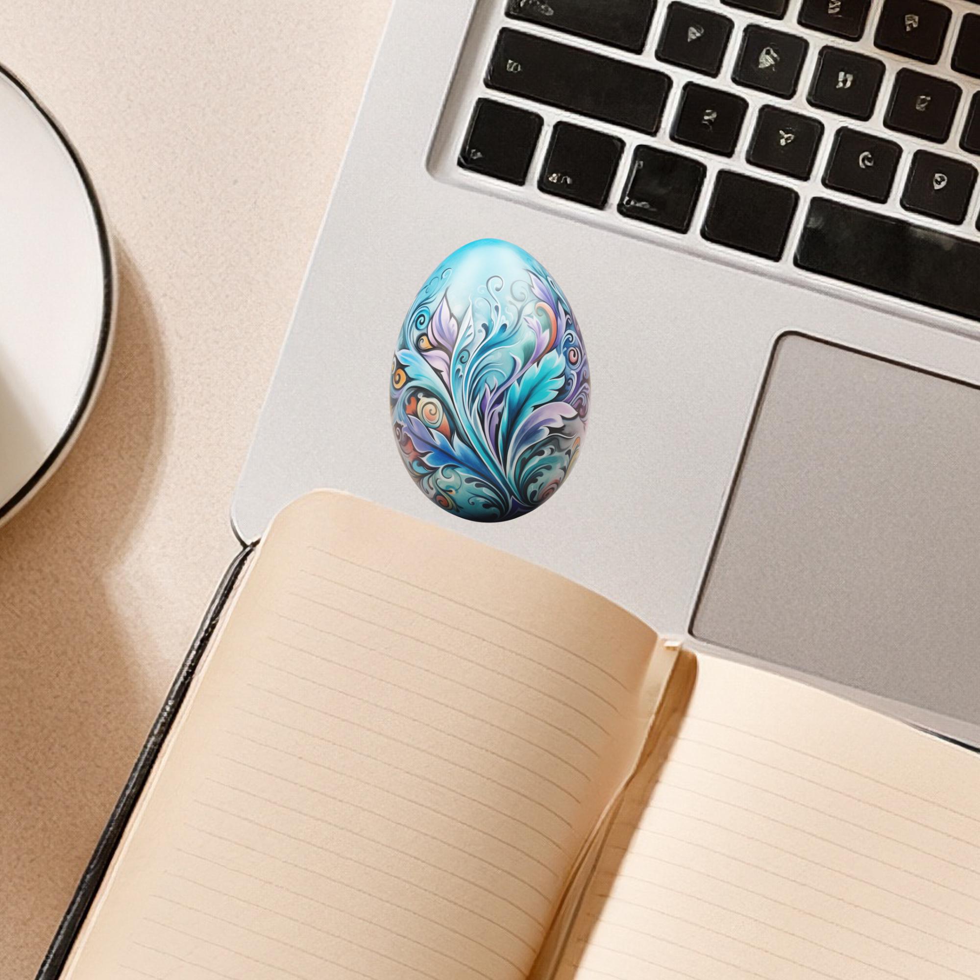 Aufkleber Ostern großer 8 cm Sticker Osterei Deko Osterfest Geschenkaufkleber Dekoei - zur Auswahl in Weiß oder Transparent  #SEG8