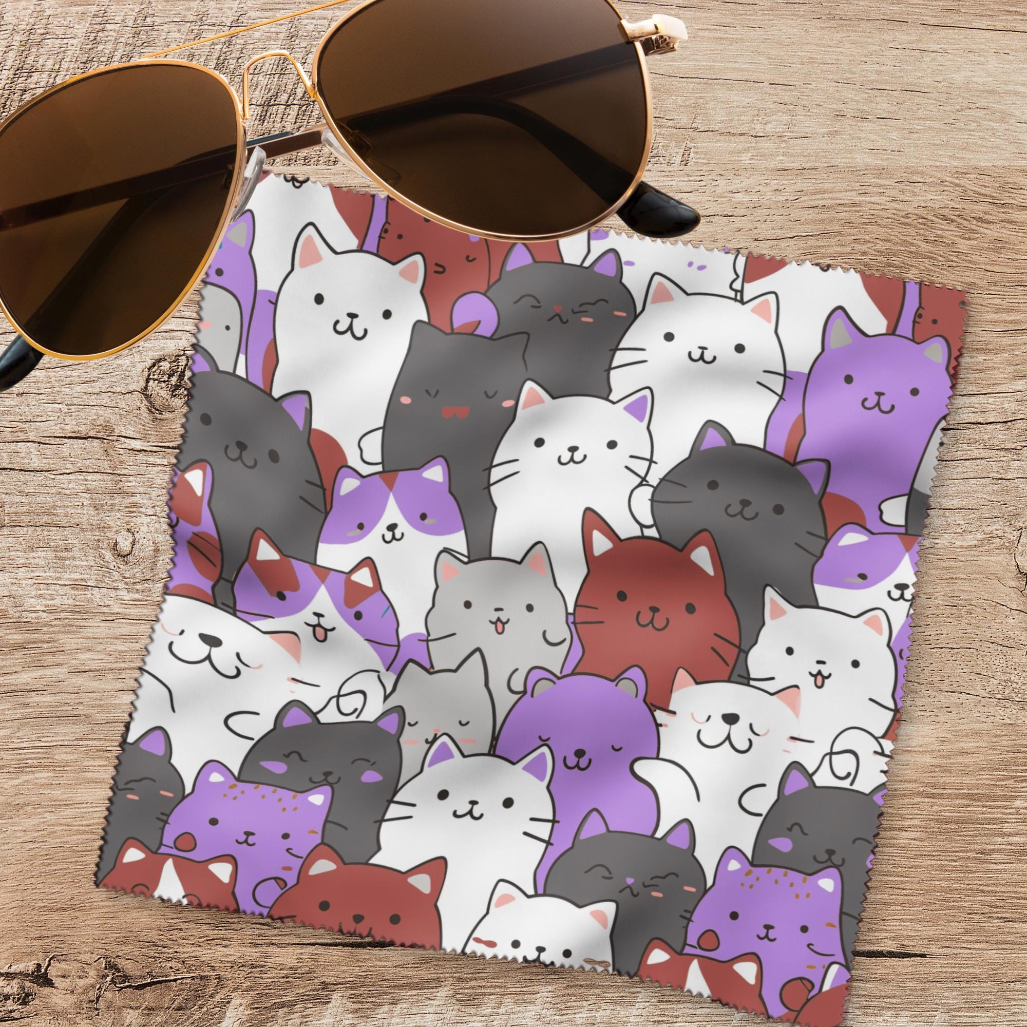 Brillenputztuch Katzen Geschenk Freundin Mitbringsel Katzenmama bedrucktes Mikrofasertuch für Sonnenbrille Brillentuch für Displays #TI154