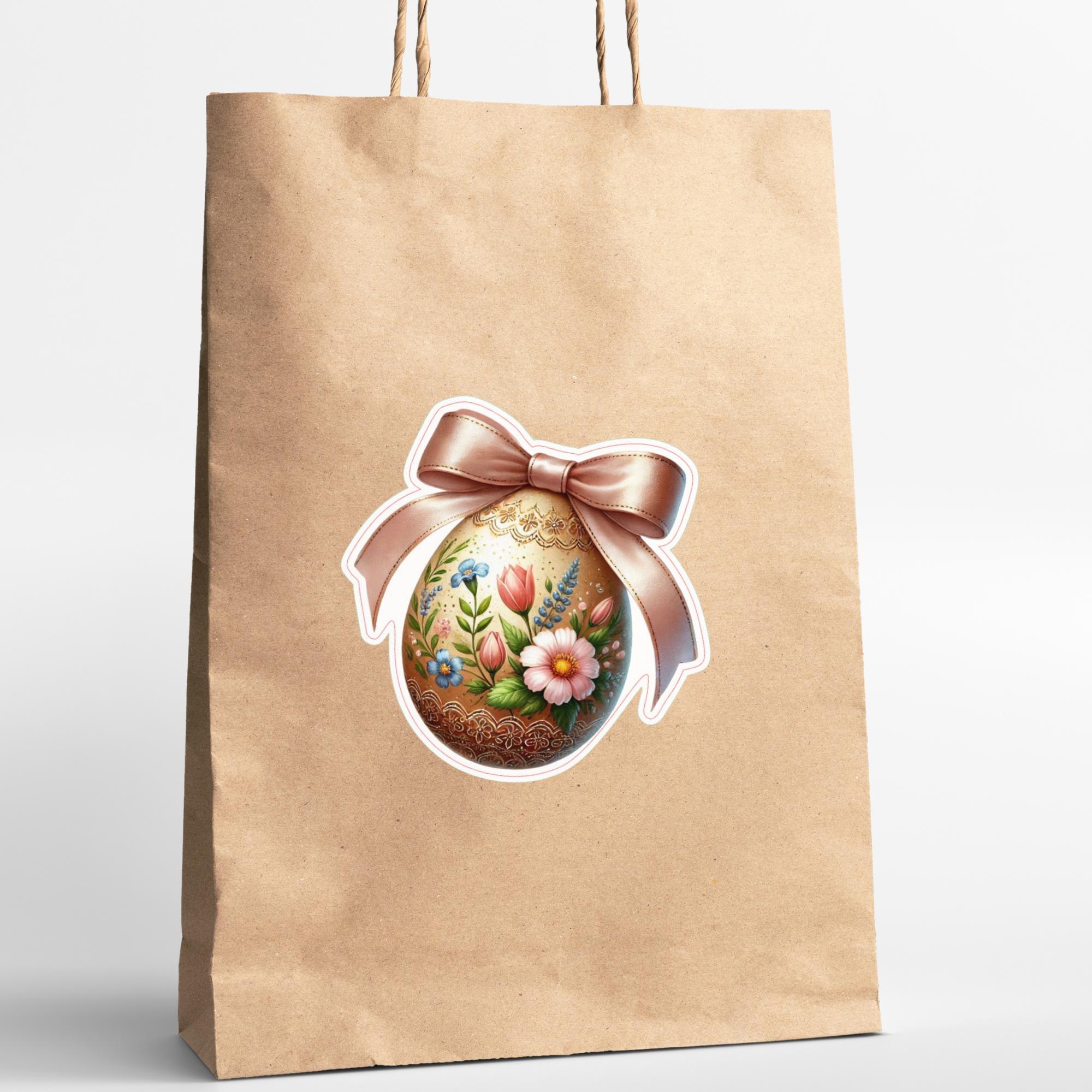 Aufkleber Ostern großer 8 cm Sticker Osterei Deko Osterfest Geschenkaufkleber Dekoei - zur Auswahl in Weiß oder Transparent  #SEG8