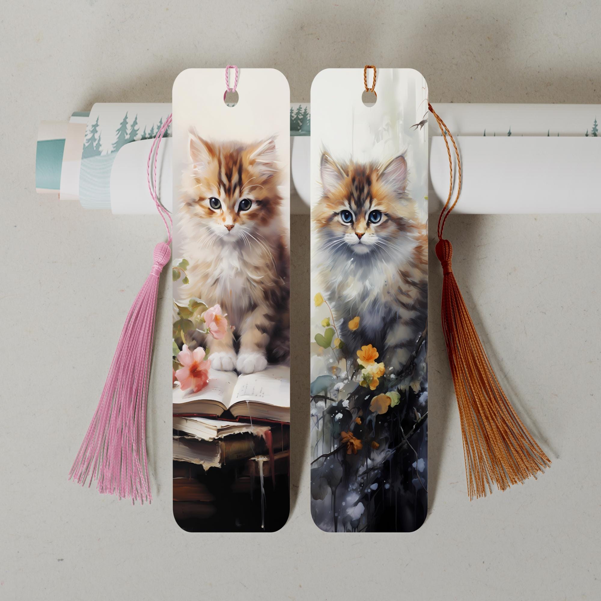 Lesezeichen aus Aluminium Geschenk zum Geburtstag Buchgeschenk "Motiv Katze" Bookmark - 2 Motive zur Auswahl  #LEALU