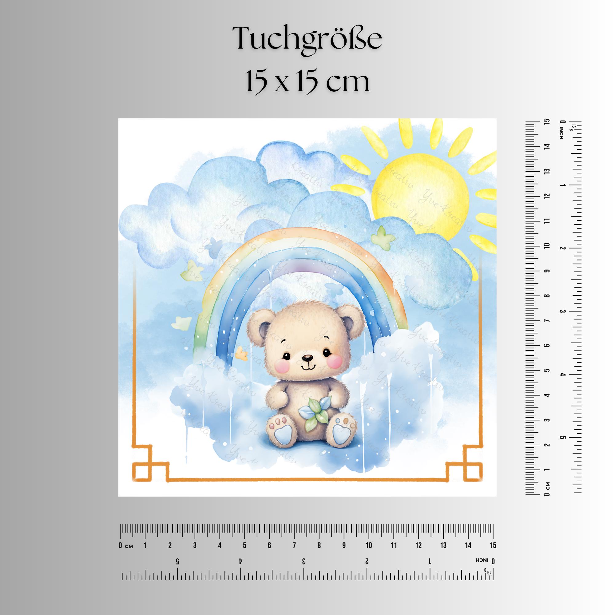 Bedrucktes Mikrofasertuch "Regenbogen Baby Bär" für Brillen Kameratuch Brillentuch Brillenputztuch Geschenk Geburtstag Geburt #TI81