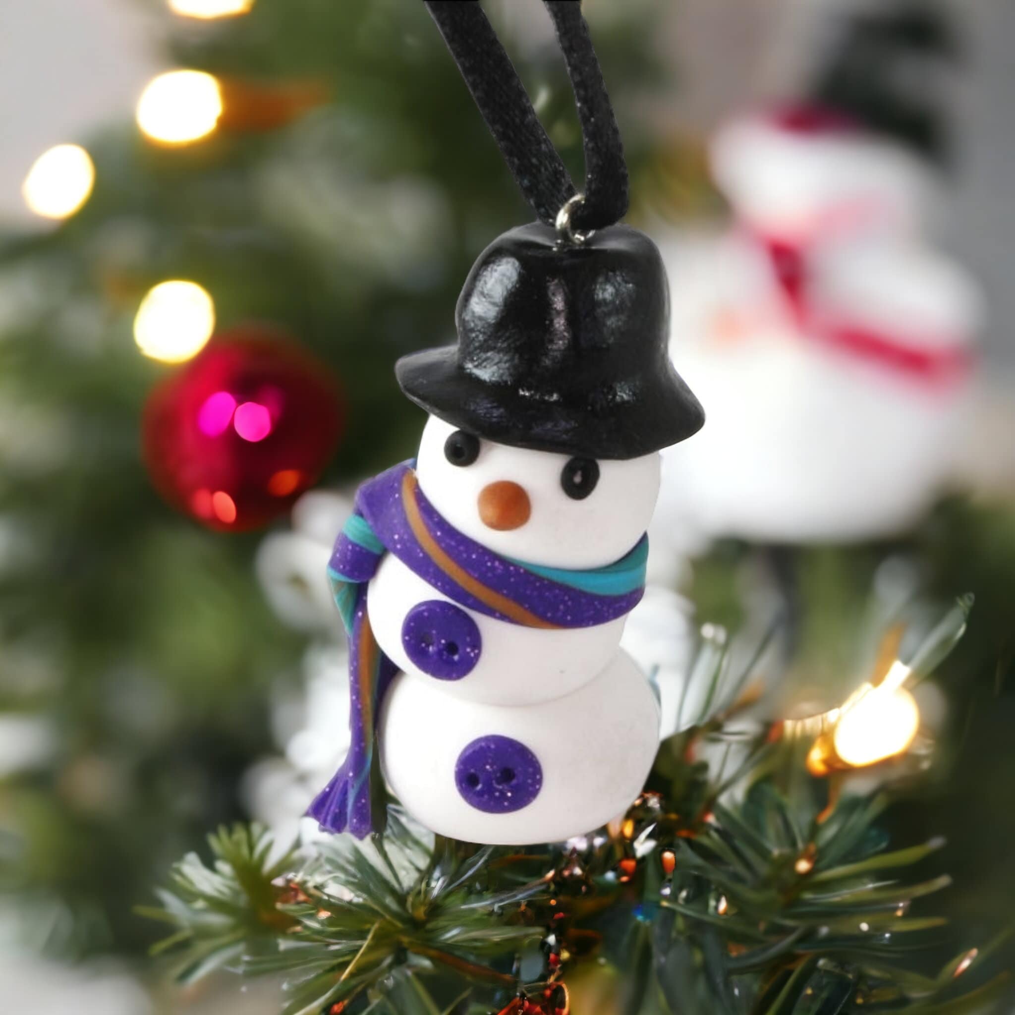 Weihnachtsbaum Anhänger "Schneemann", Ornament handmodeliert, Christbaumschmuck, Geschenkanhänger  #627795687