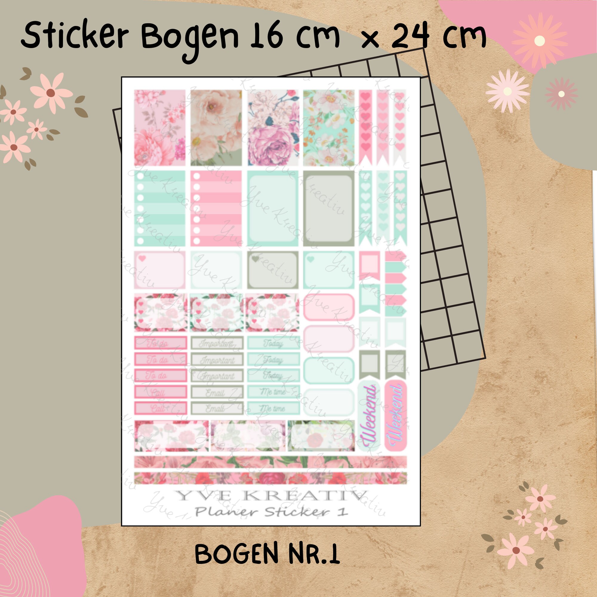 Sticker Planer | über 50 Aufkleber Sticker Bogen Set Stickerbogen  -  Wochenplaner Kalender Bullet Journaling  #SBA5