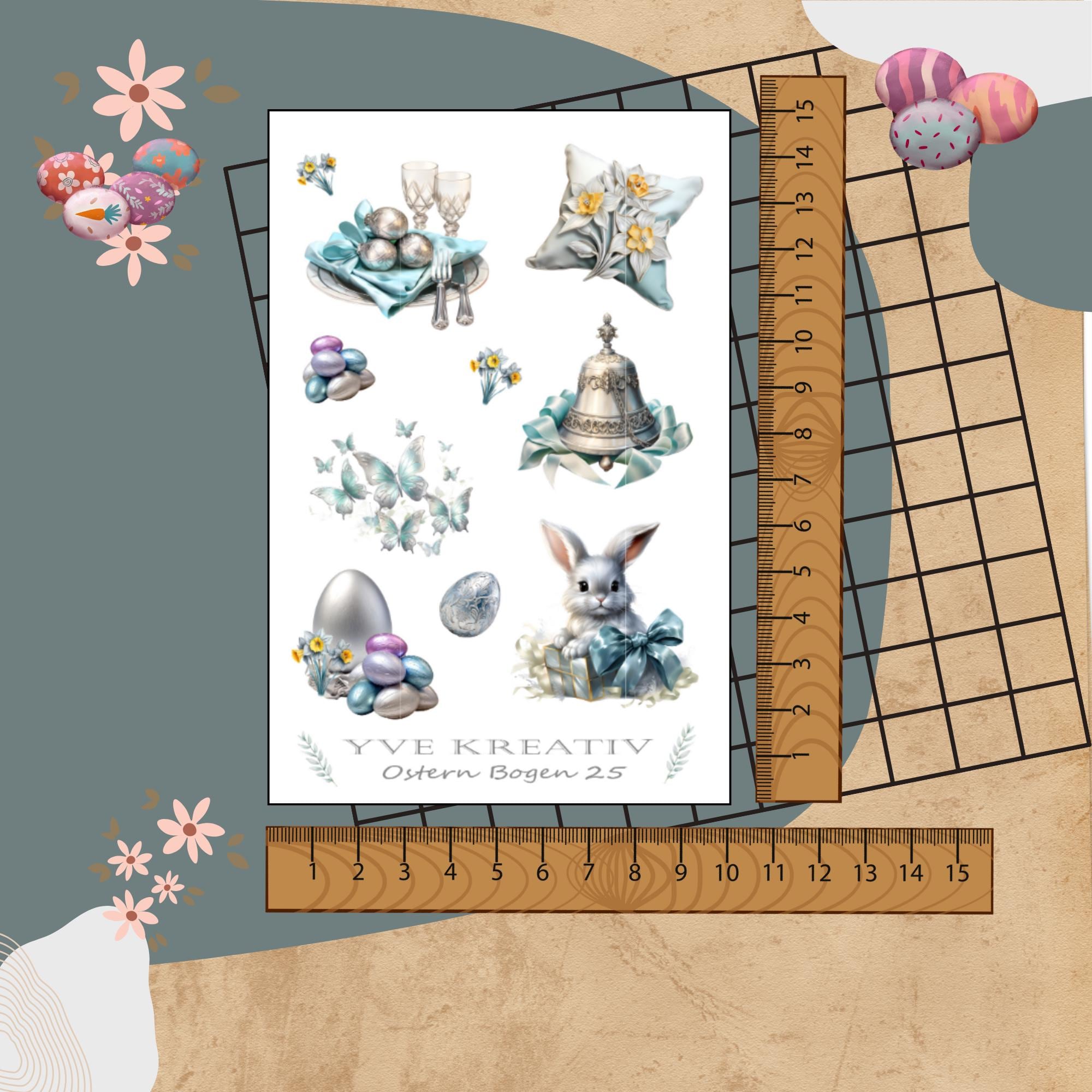 Sticker Bogen " Ostern " | Sticker Set - Aufkleber 3 Stickerbogen zur Auswahl in Weiß - Transparent - Matt - Glanz #SBA6