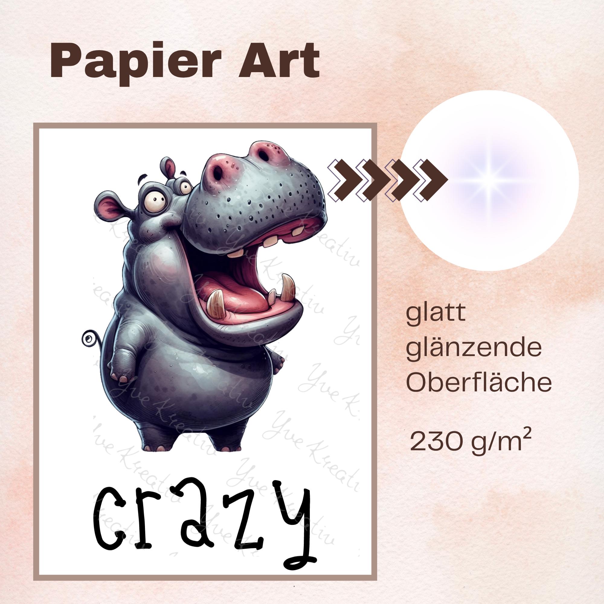 Postkarte Nilpferd Grußkarte Karte Geburtstag Freundin Gutschein Mitbringsel Nilpferd Fan I Crazy, Funny, Lovely I #PHO