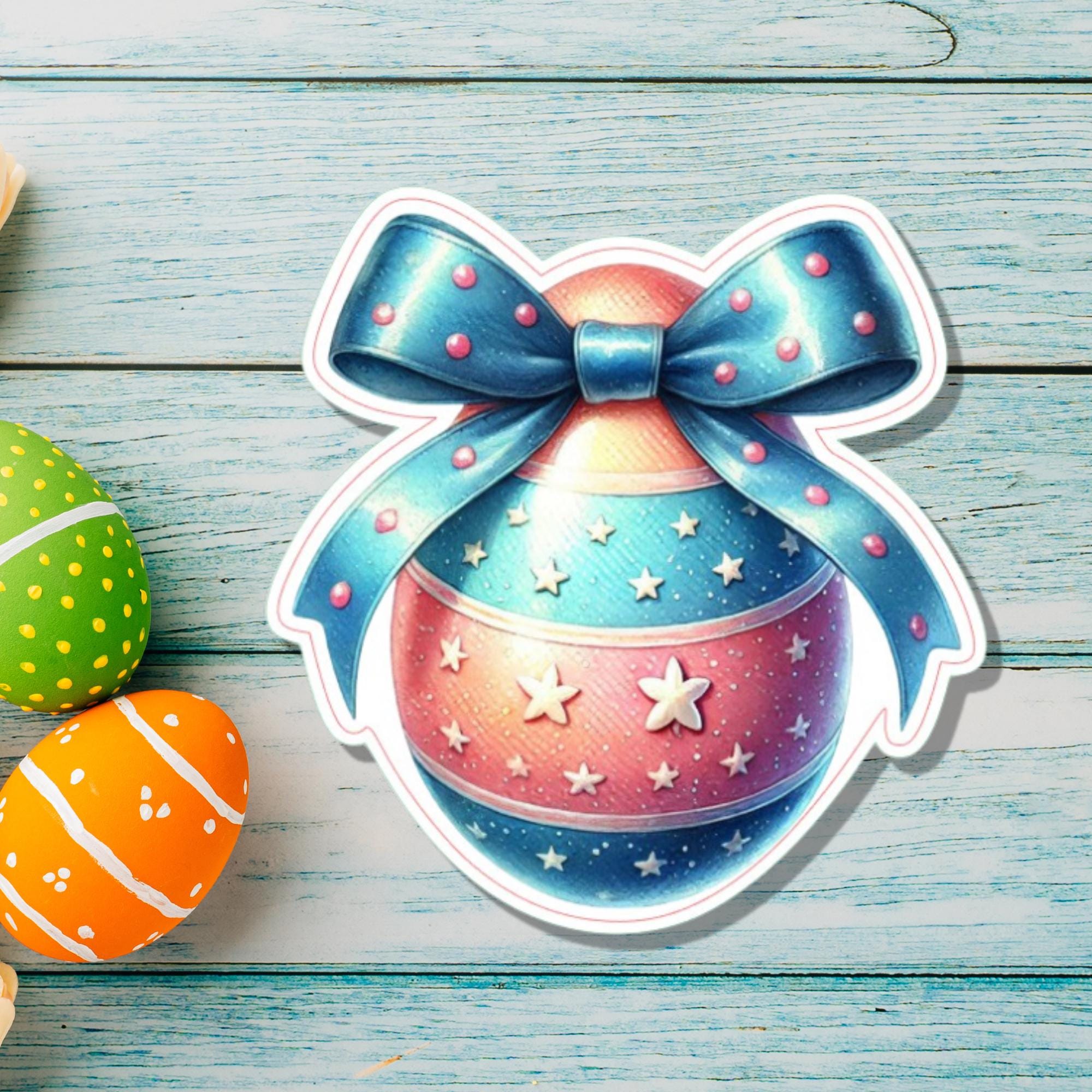 Aufkleber Ostern großer 8 cm Sticker Osterei Deko Osterfest Geschenkaufkleber Dekoei - zur Auswahl in Weiß oder Transparent  #SEG8