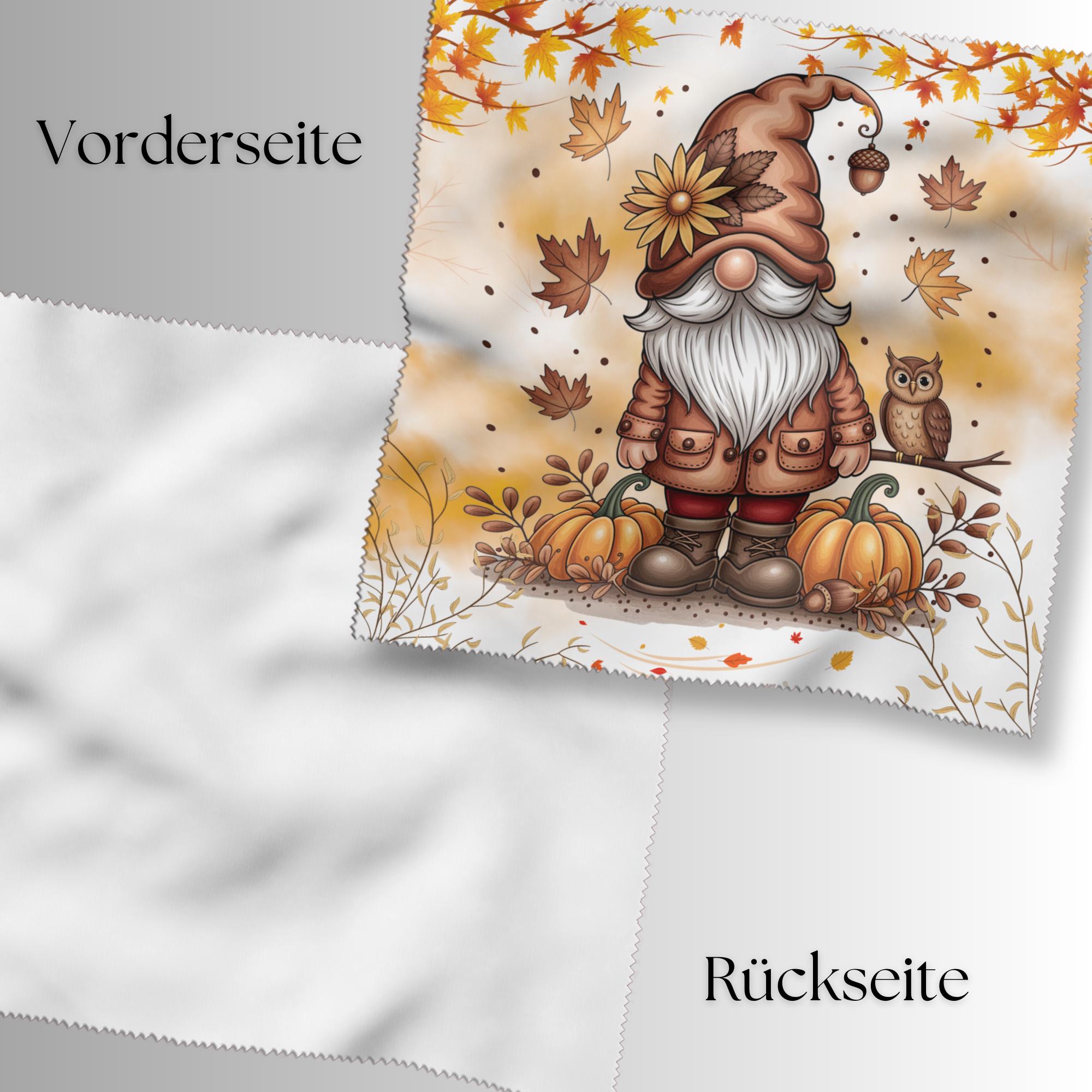 Brillenputztuch Wichtel Herbst Gnom bedrucktes Mikrofasertuch für Brille Display Handy Sonnenbrille Größe 15x15 cm oder 20x20 cm #SA15