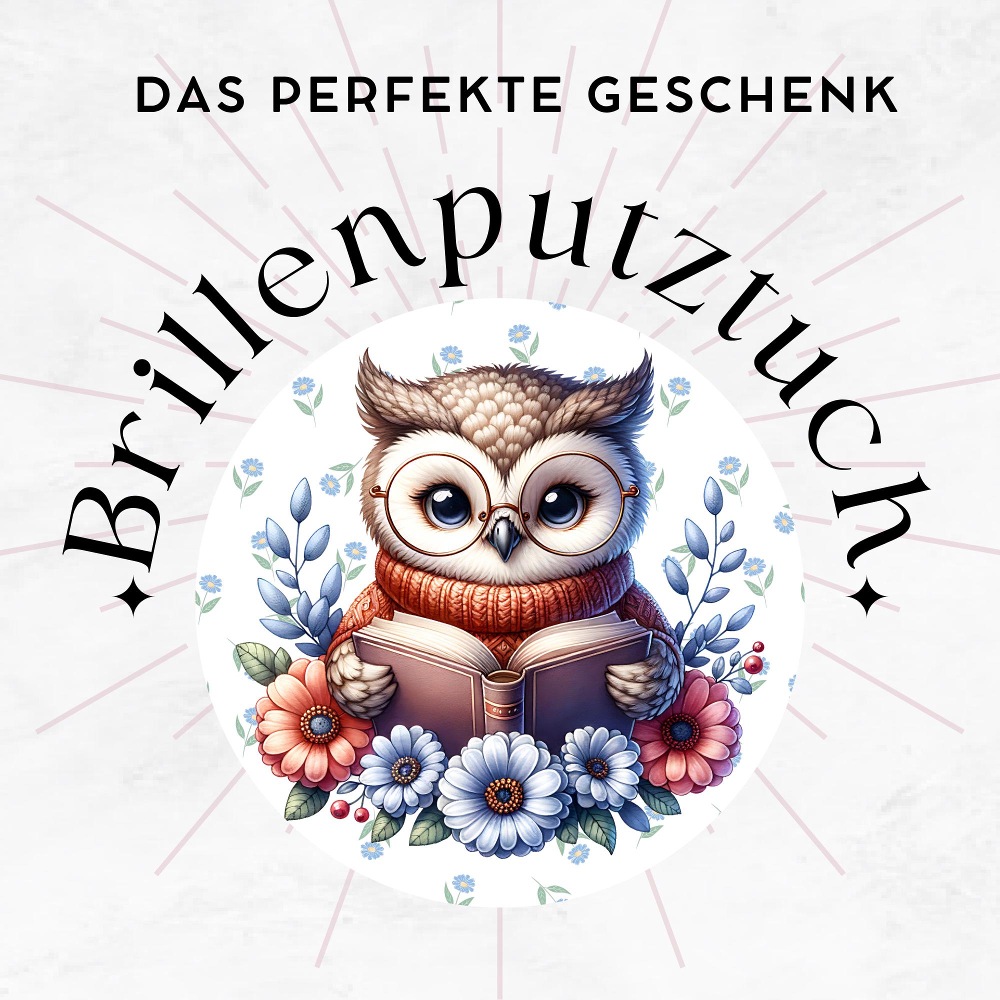 Brillenputztuch bedrucktes Mikrofasertuch für Brillen Kameratuch Brillentuch für Displays Objektive Geschenk Geburtstag Lese Eule #TI123