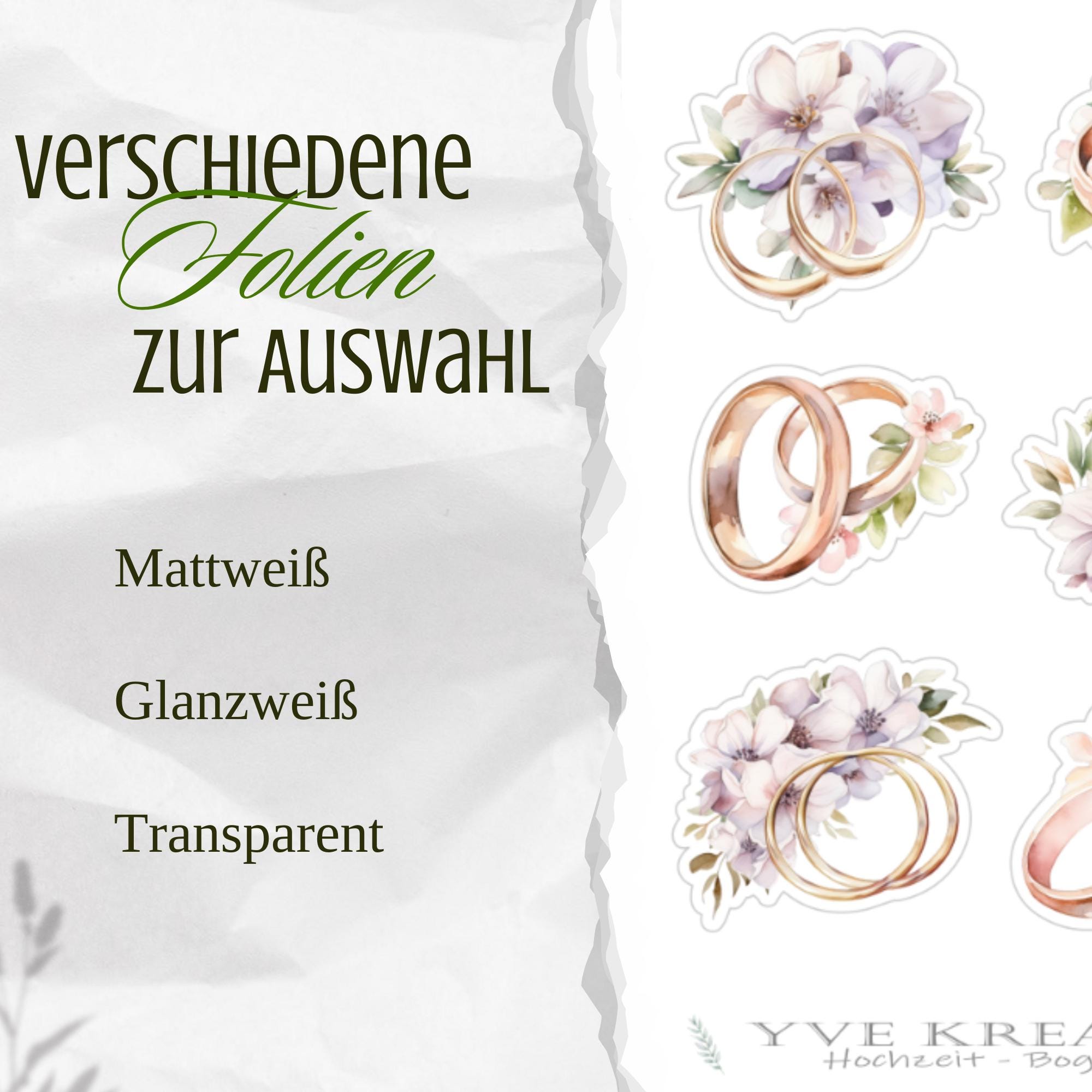 Aufkleber Hochzeit Sticker Bogen Eheringe Stickerbogen Ringe zur Auswahl in Weiß - Transparent - Matt - Glanz #SBA6 Aufkleber Hochzeit Sticker Bogen Eheringe Stickerbogen Ringe zur Auswahl in Weiß - Transparent - Matt - Glanz #SBA6