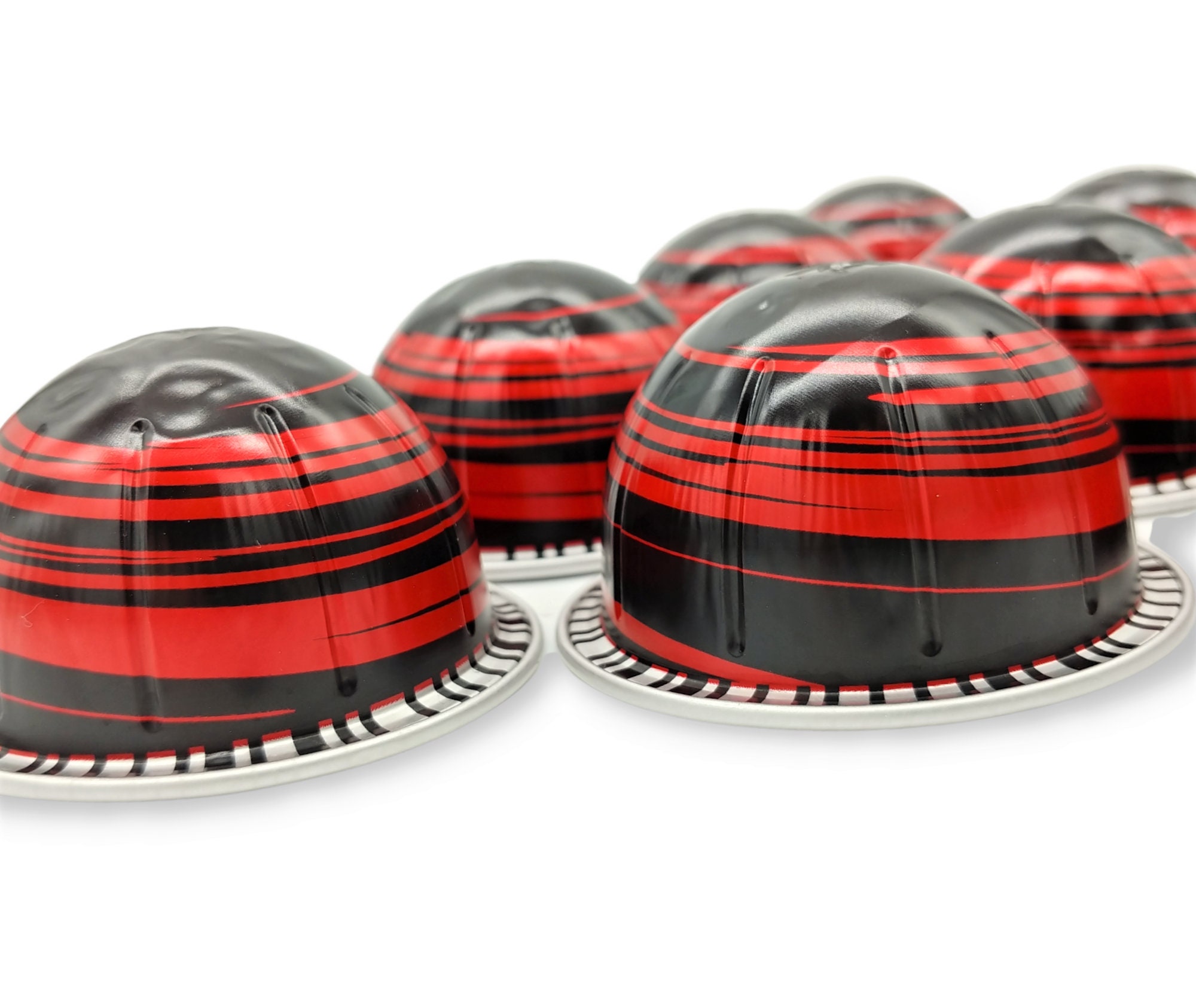10 leere GROßE Kaffeekapseln Farbe : rot - schwarz #KVS 10 leere GROßE Kaffeekapseln Farbe : rot - schwarz #KVS