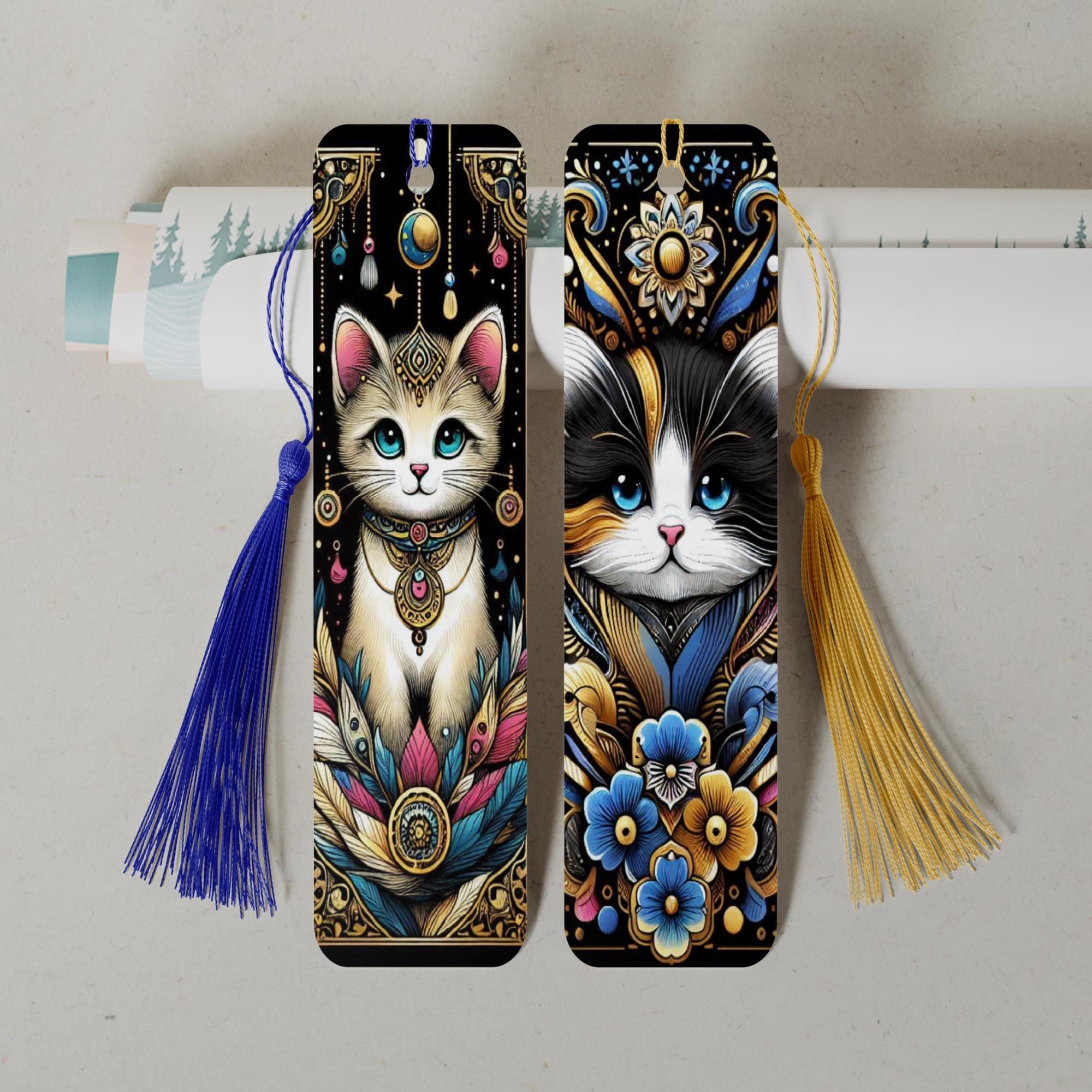 Lesezeichen aus Aluminium Geschenk zum Geburtstag Buchgeschenk "Motiv Katze" Bookmark - 2 Motive zur Auswahl  #LEALU