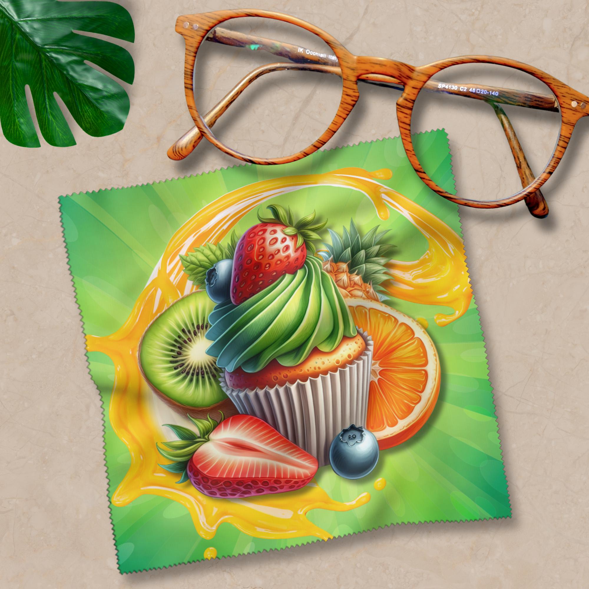 Brillenputztuch Frucht Muffin bedrucktes Mikrofasertuch Brillen Displaytuch Geschenk Geburtstag Mitbringsel Sommerparty #ES6