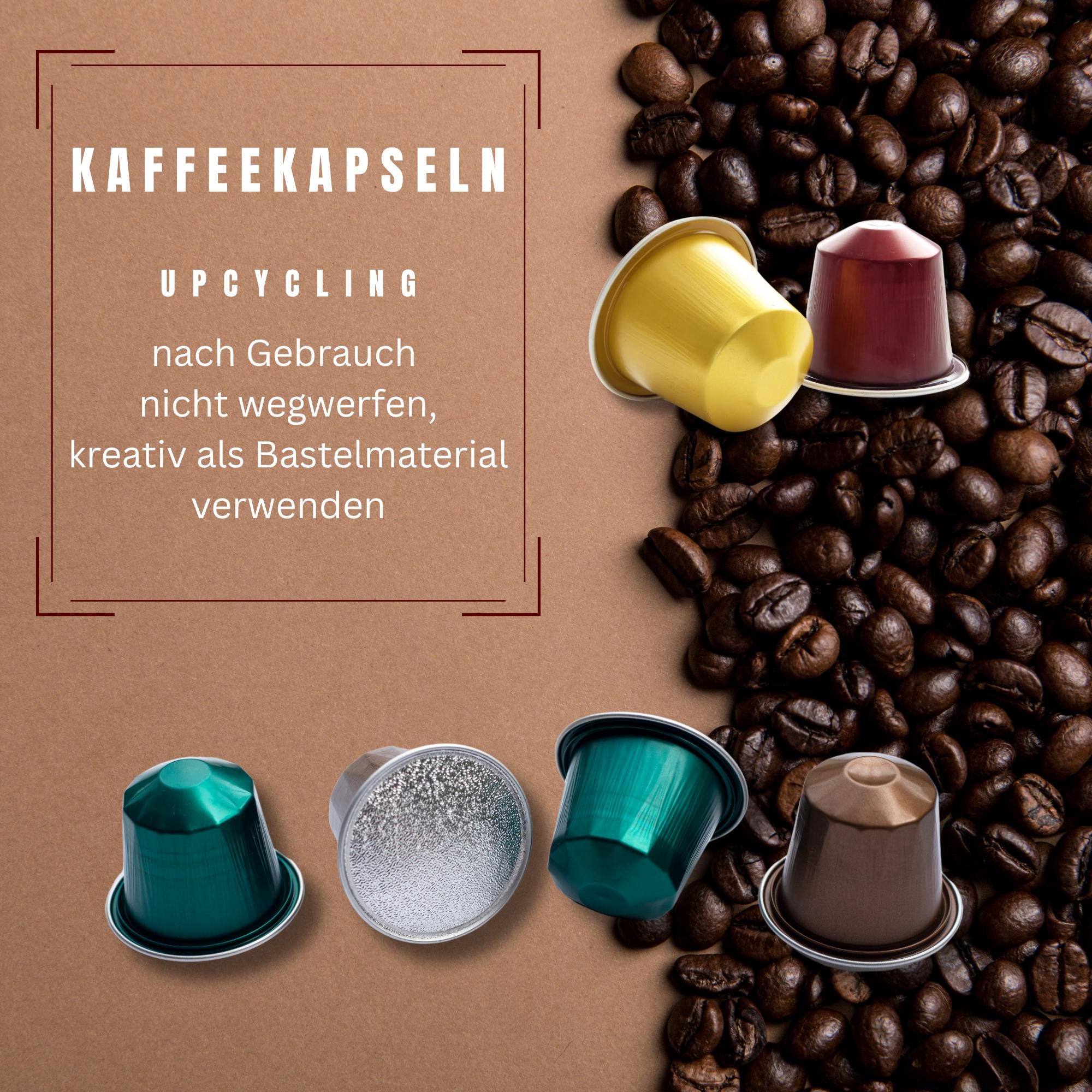 Kaffeekapseln leer gereinigt Basteln Gestalten Bastelmaterial DIY Schmuckherstellung Zubehör Aluminium Creme-Nadelstreifen 10 Stück  #KNS