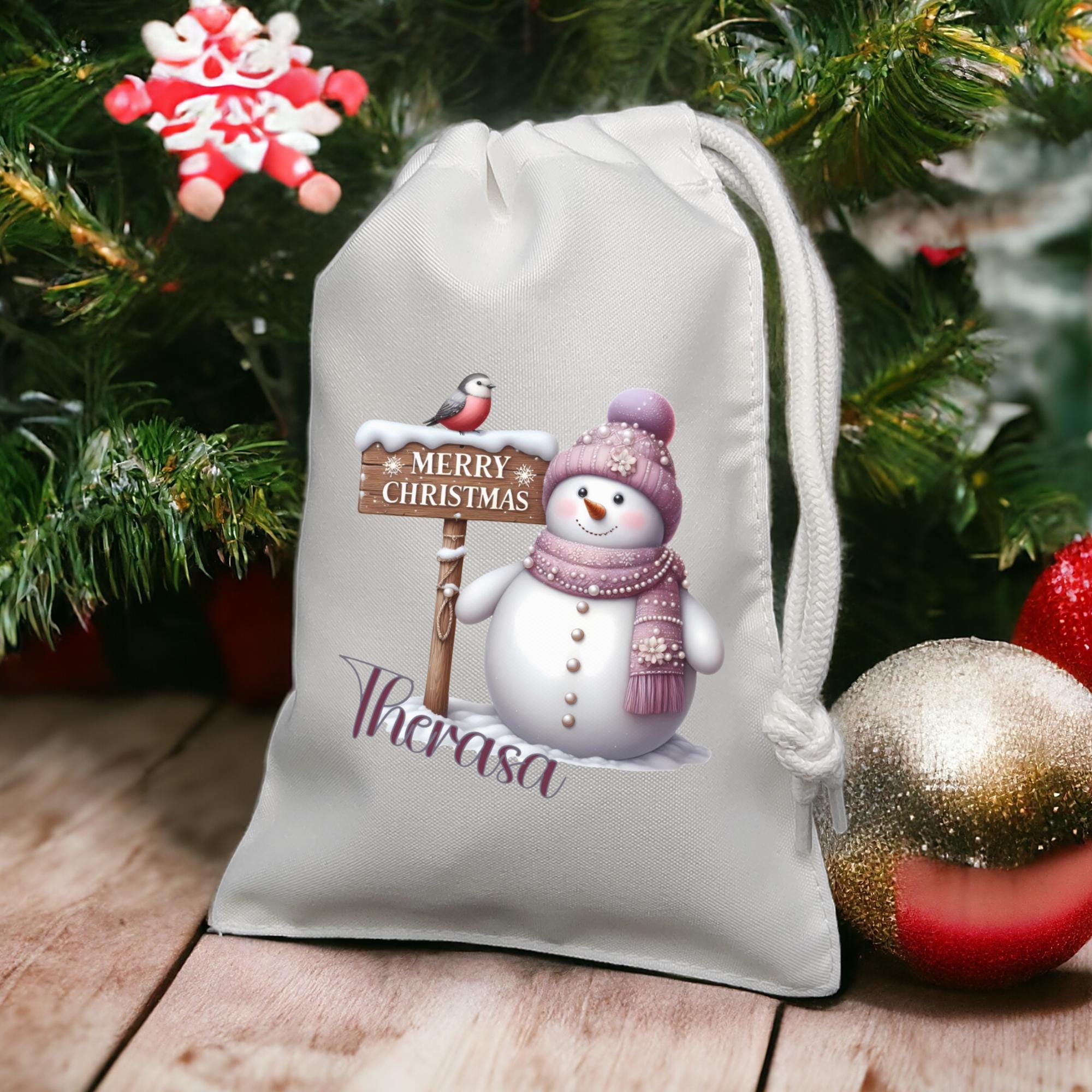 Geschenksäckchen personalisiert mit Namen, Weihnachtsgeschenkbeutel, Stoffsäckchen, Stofftasche, Stoffbeutel, Geschenkverpackung  #GSSUB