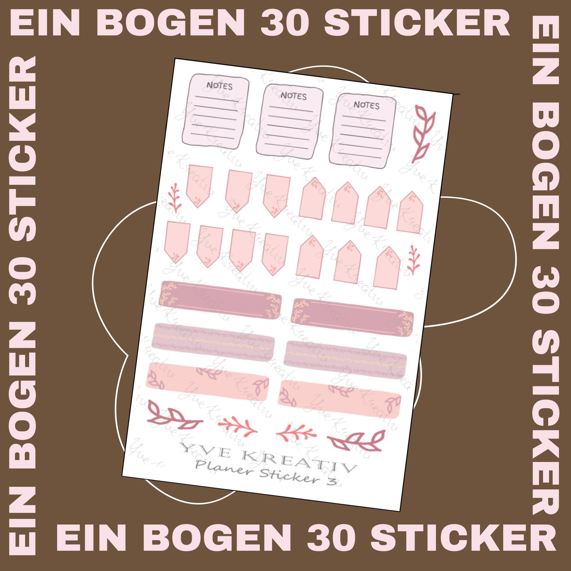 Sticker Planer 30 Aufkleber Sticker Bogen Set Stickerbogen  -  Wochenplaner Kalender Bullet Journaling #SBA5