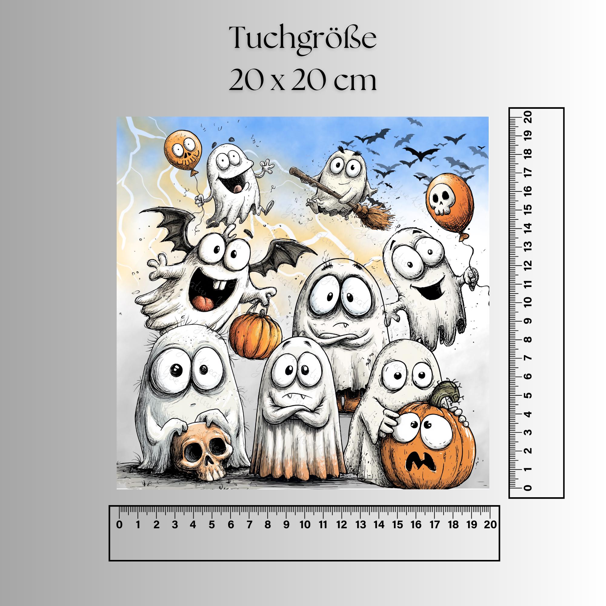 Brillenputztuch Halloween Geist bedrucktes Mikrofasertuch für Sonnenbrille Displays Handy Grusel Geschenk süßes oder Saures Mitbringsel #SA8