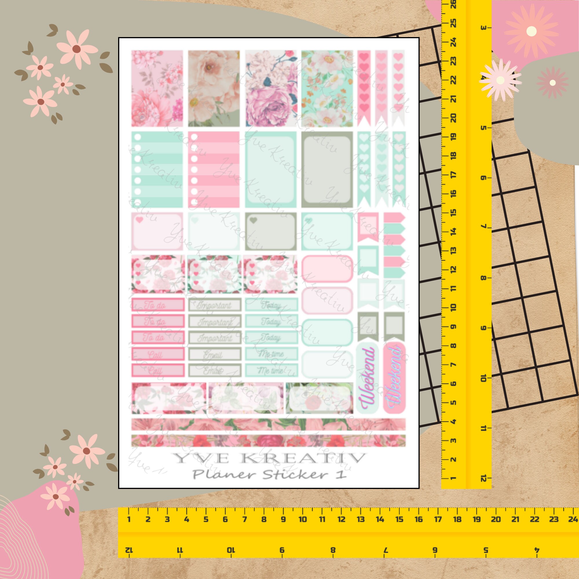 Sticker Planer | über 50 Aufkleber Sticker Bogen Set Stickerbogen  -  Wochenplaner Kalender Bullet Journaling  #SBA5