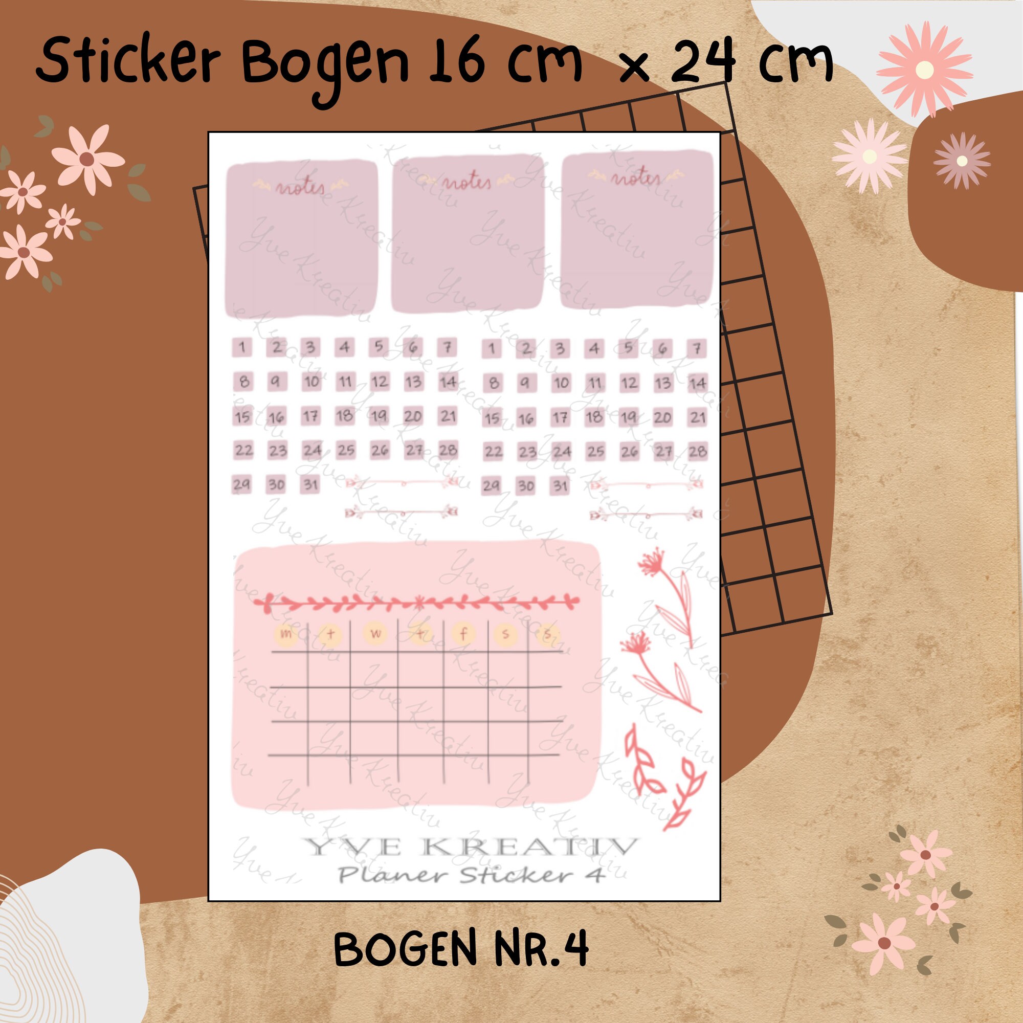 Sticker Planer | über 70 Aufkleber Sticker Bogen Set Stickerbogen  -  Wochenplaner Kalender Bullet Journaling  #SBA5
