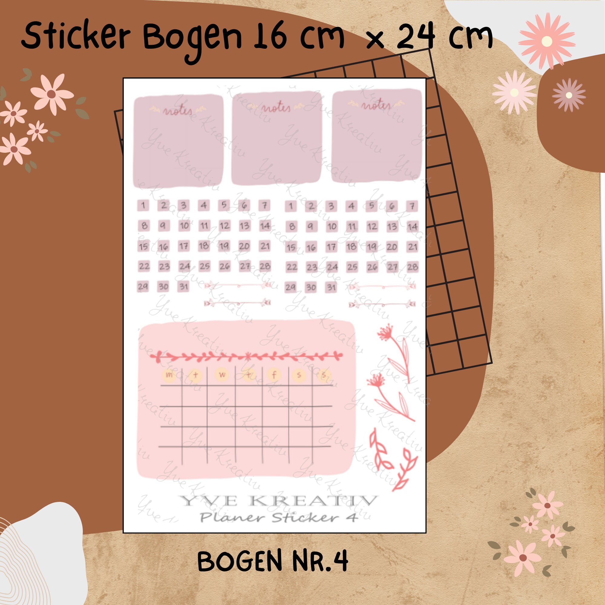 Sticker Planer | über 70 Aufkleber Sticker Bogen Set Stickerbogen  -  Wochenplaner Kalender Bullet Journaling