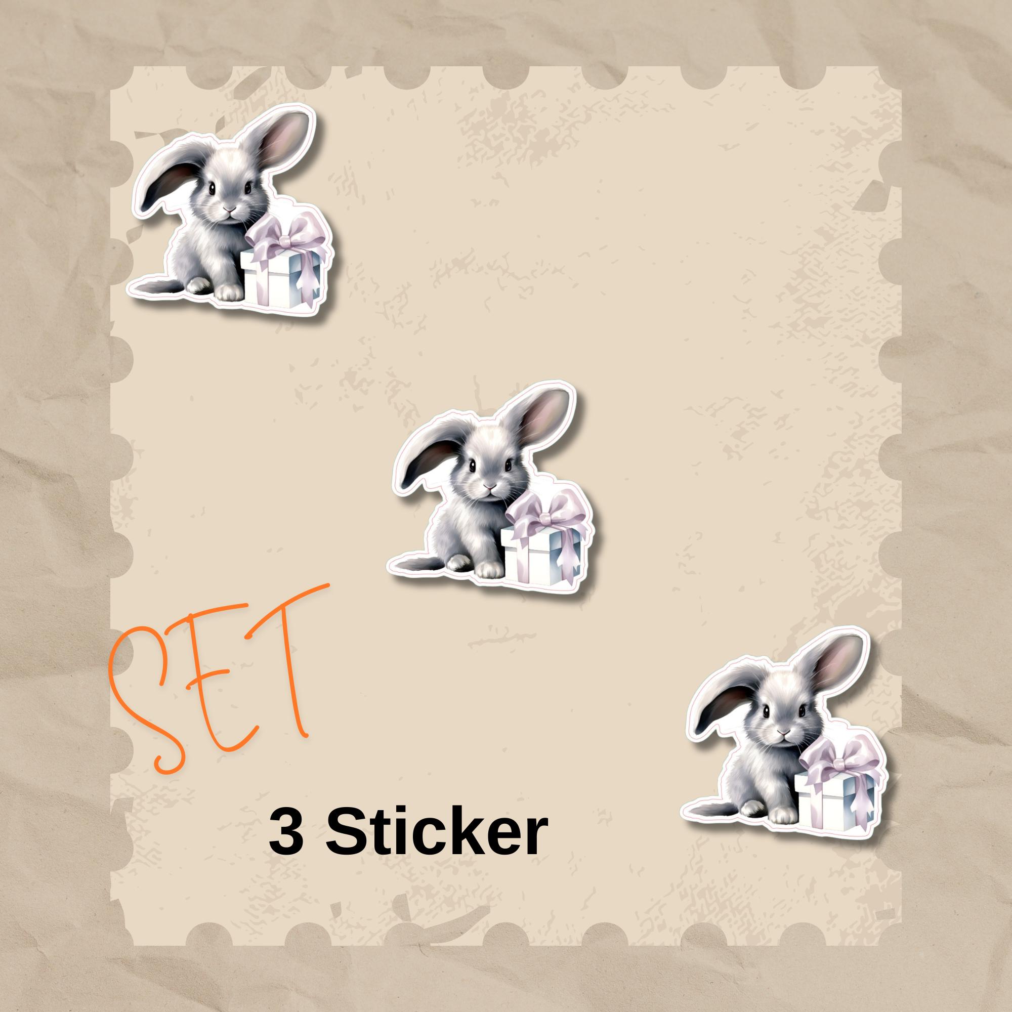 Aufkleber Ostern großer 8 cm Sticker niedliches Häschen Deko Hase Geschenkaufkleber Osterhase - zur Auswahl in Weiß oder Transparent  #SEG8