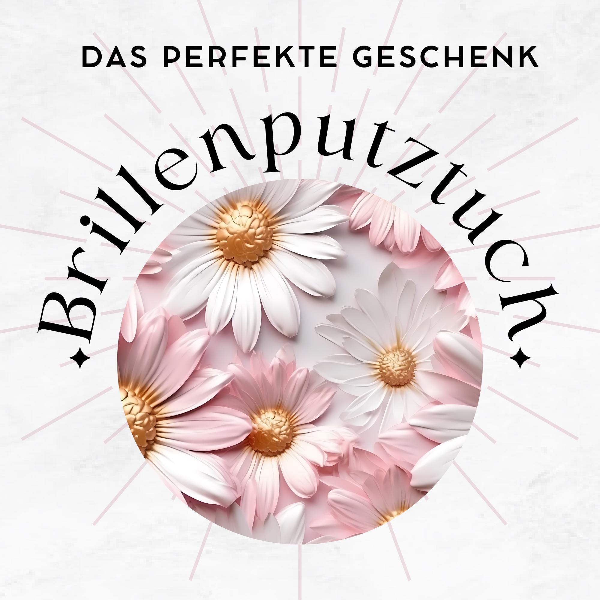 Brillenputztuch Gerbera Pastell rosa Mintgrün bedrucktes Mikrofasertuch für Sonnenbrille Display Handy Geburtstag Geschenk für Sie #PF8