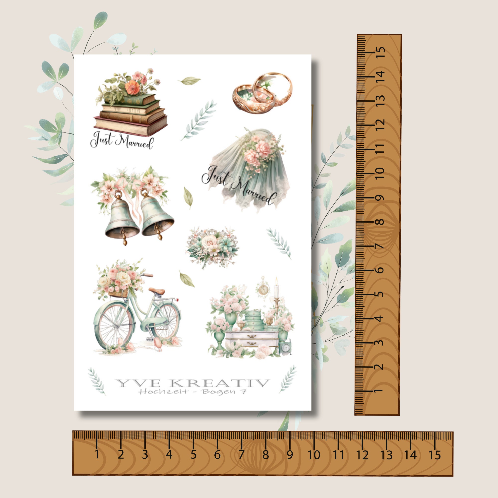 Sticker Bogen " Hochzeit " | Sticker Set - Aufkleber Stickerbogen zur Auswahl in Weiß - Transparent - Matt - Glanz  #SBA6