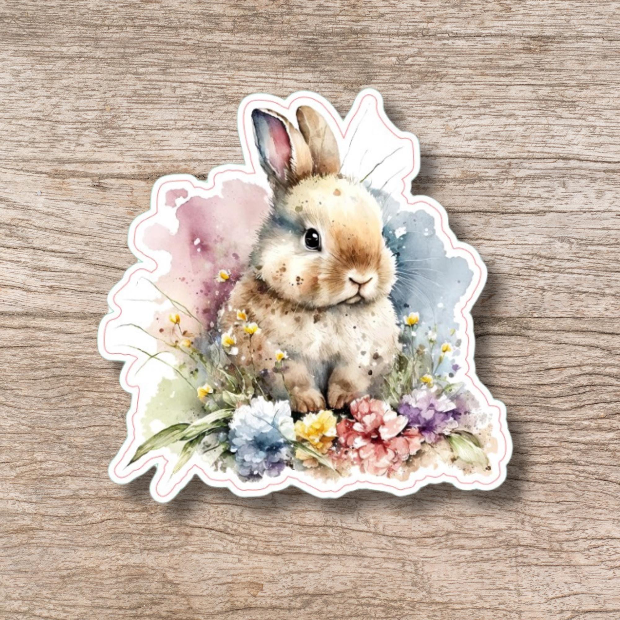 Aufkleber Ostern großer 8 cm Sticker niedliches Häschen Deko Hase Geschenkaufkleber Osterhase - zur Auswahl in Weiß oder Transparent  #SEG8