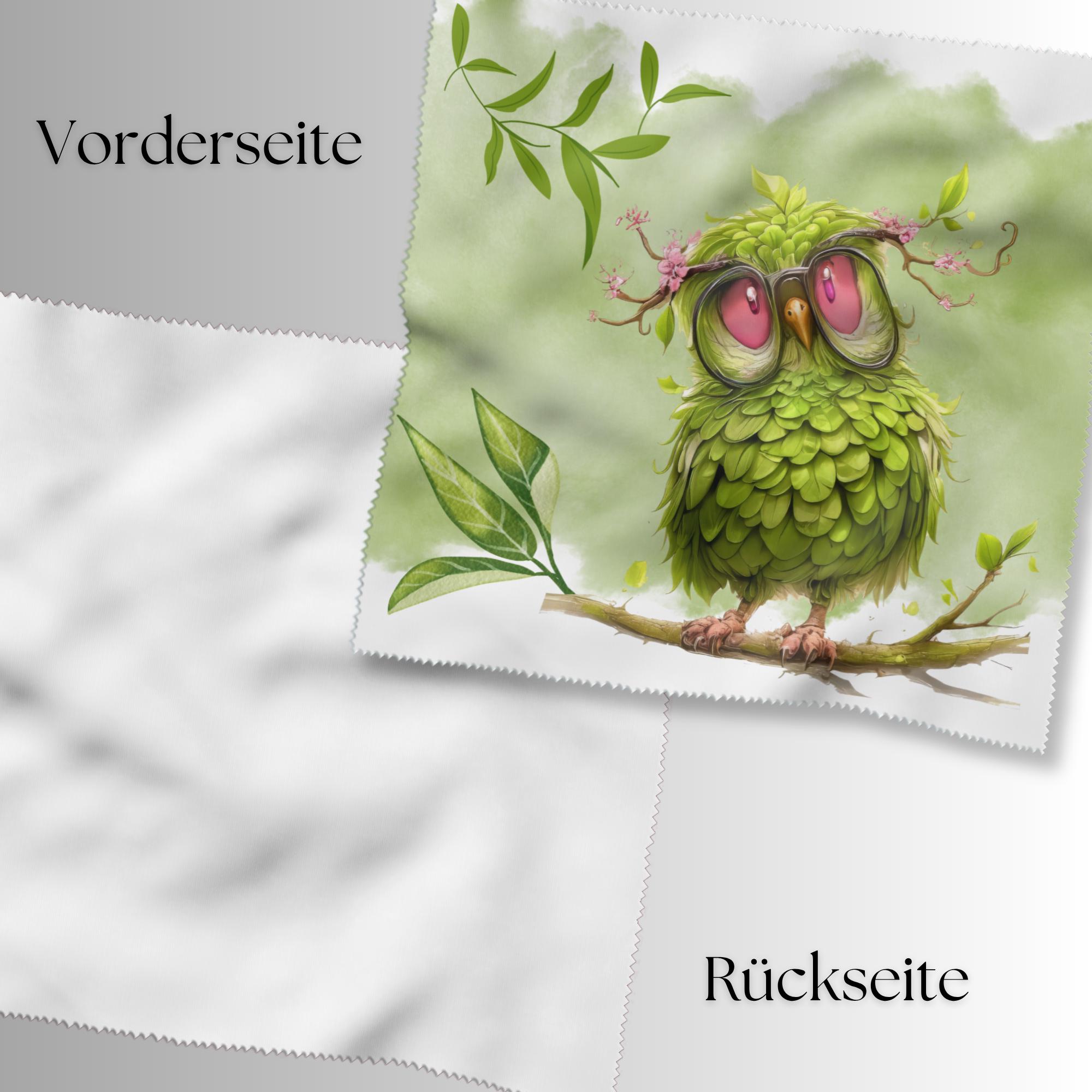 Brillenputztuch grüne Eule Geschenk Geburtstag Mitbringsel Freundin bedrucktes Mikrofasertuch für Brille Sonnenbrille Displays #TI155