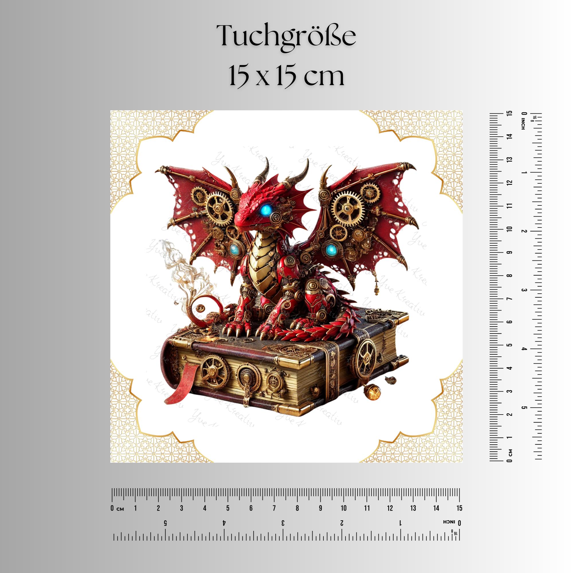 Brillenputztuch bedrucktes Mikrofasertuch für Brillen Tuch für Displays Geschenk Geburtstag Drachen Steampunk #FA19