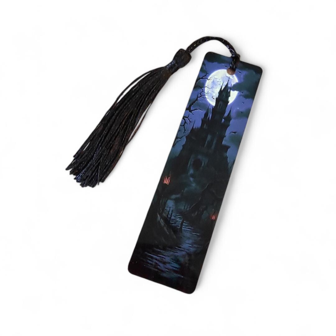 Lesezeichen aus Aluminium Geschenk zu Halloween Gespensterschloss Bücher Bookmark  #LEALU