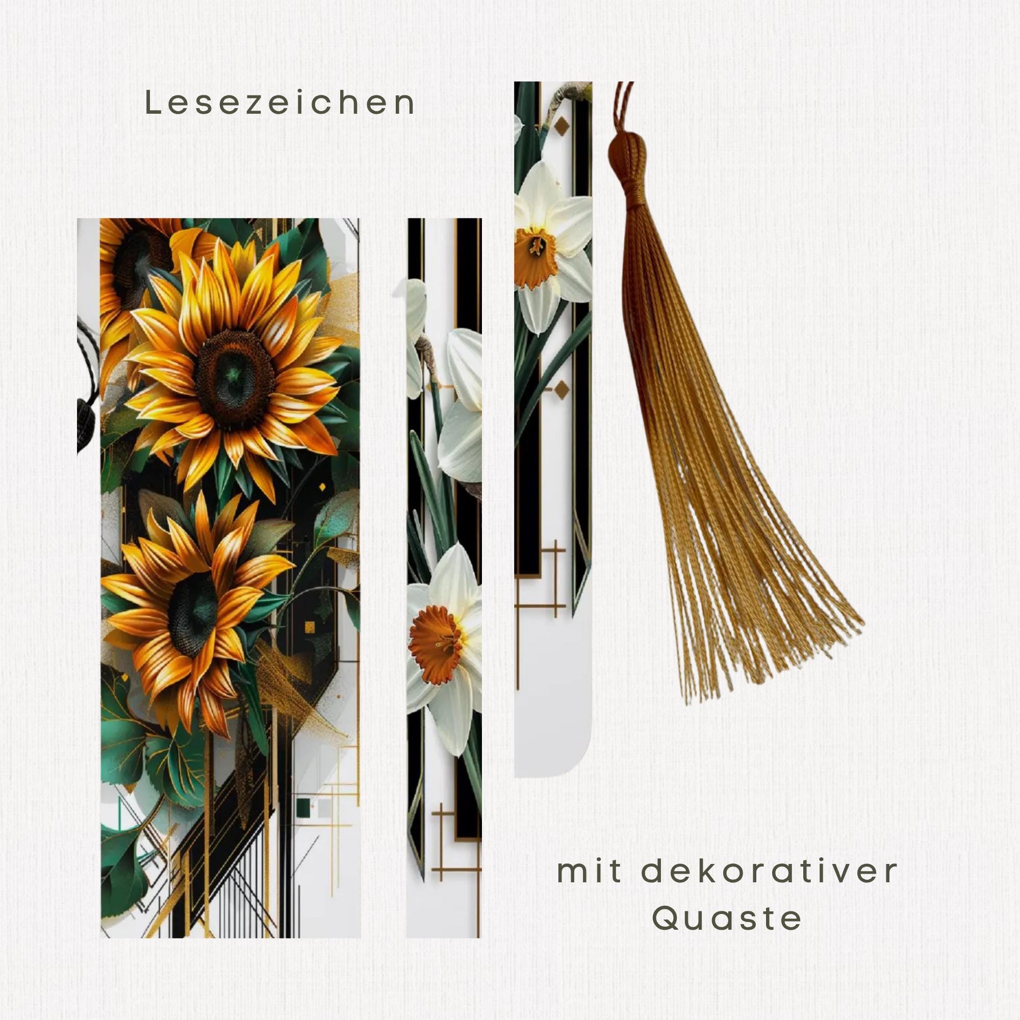 Lesezeichen aus Metall Geschenk Freundin Bücherzeichen Narzissen Mitbringsel Mama Bookmark Sonnenblume - 2 Motive zur Auswahl  #LEALU