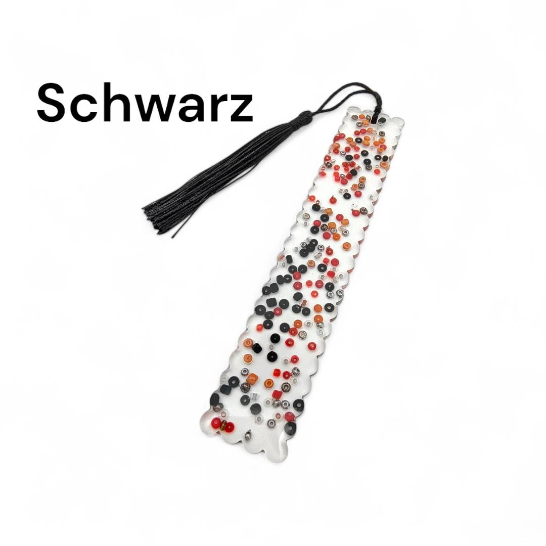 Lesezeichen aus Epoxidharz durchsichtig - Motiv: Rocailles Perlen #LEEPOX