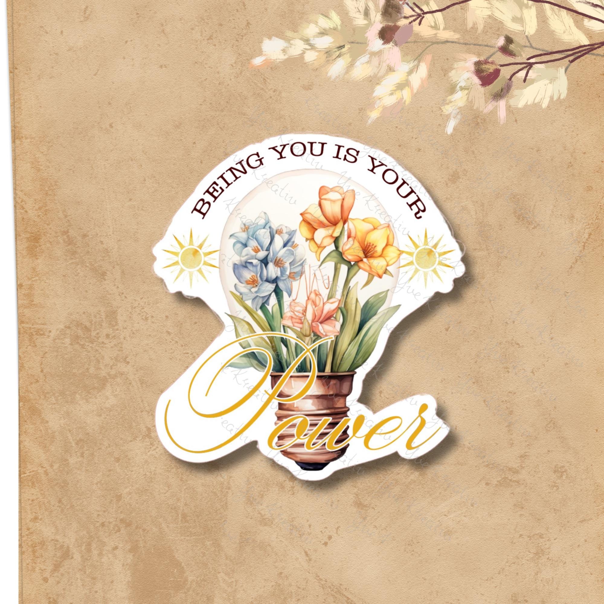 Kofferaufkleber, Geschenkaufkleber, Aufkleber Motivation, großer Blumen Sticker I zur Auswahl in Weiß oder Transparent  #SEG8