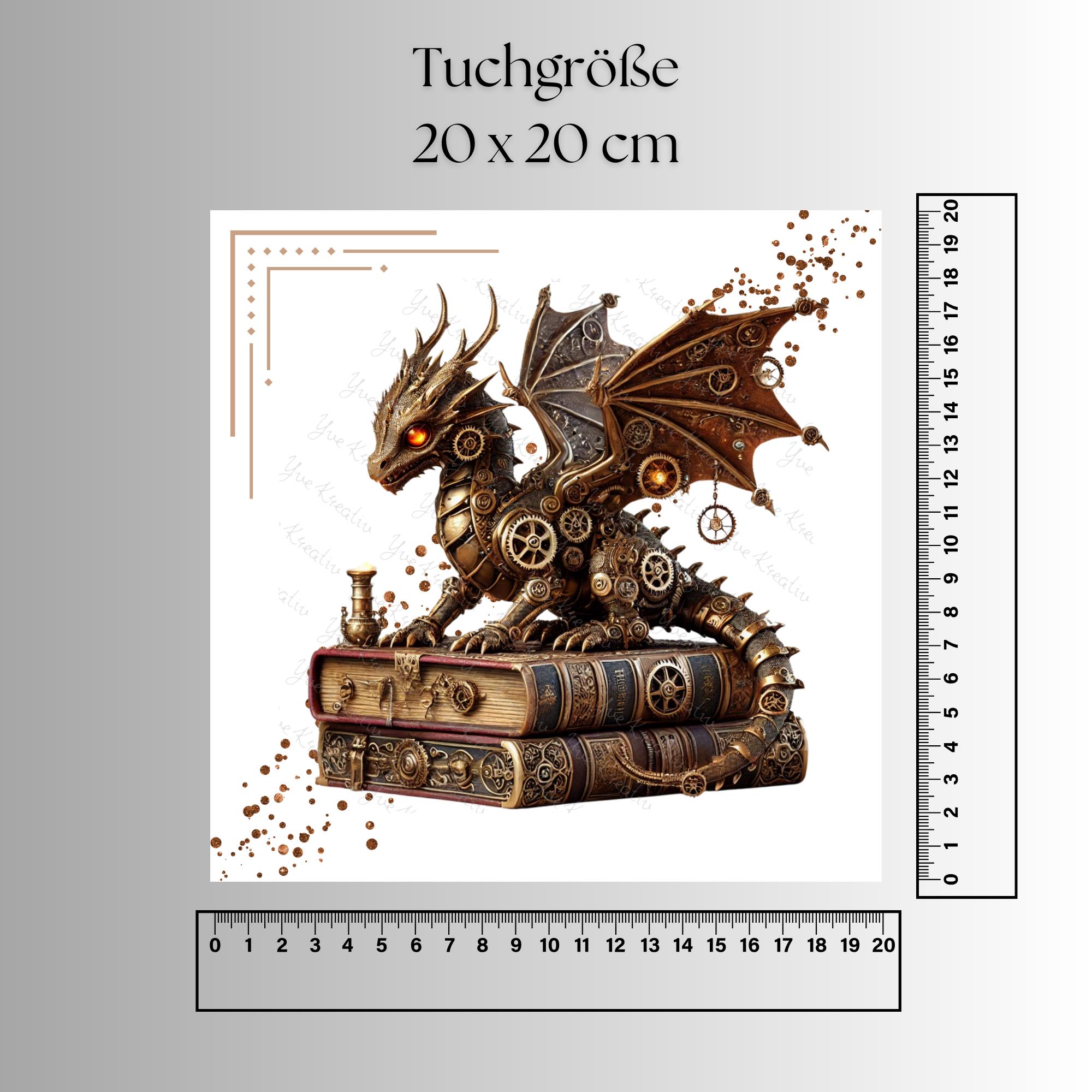 Brillenputztuch Steampunk Drachen ausgefallenes Geschenk bedrucktes Mikrofasertuch für Brillen Tuch für Displays  #FA21