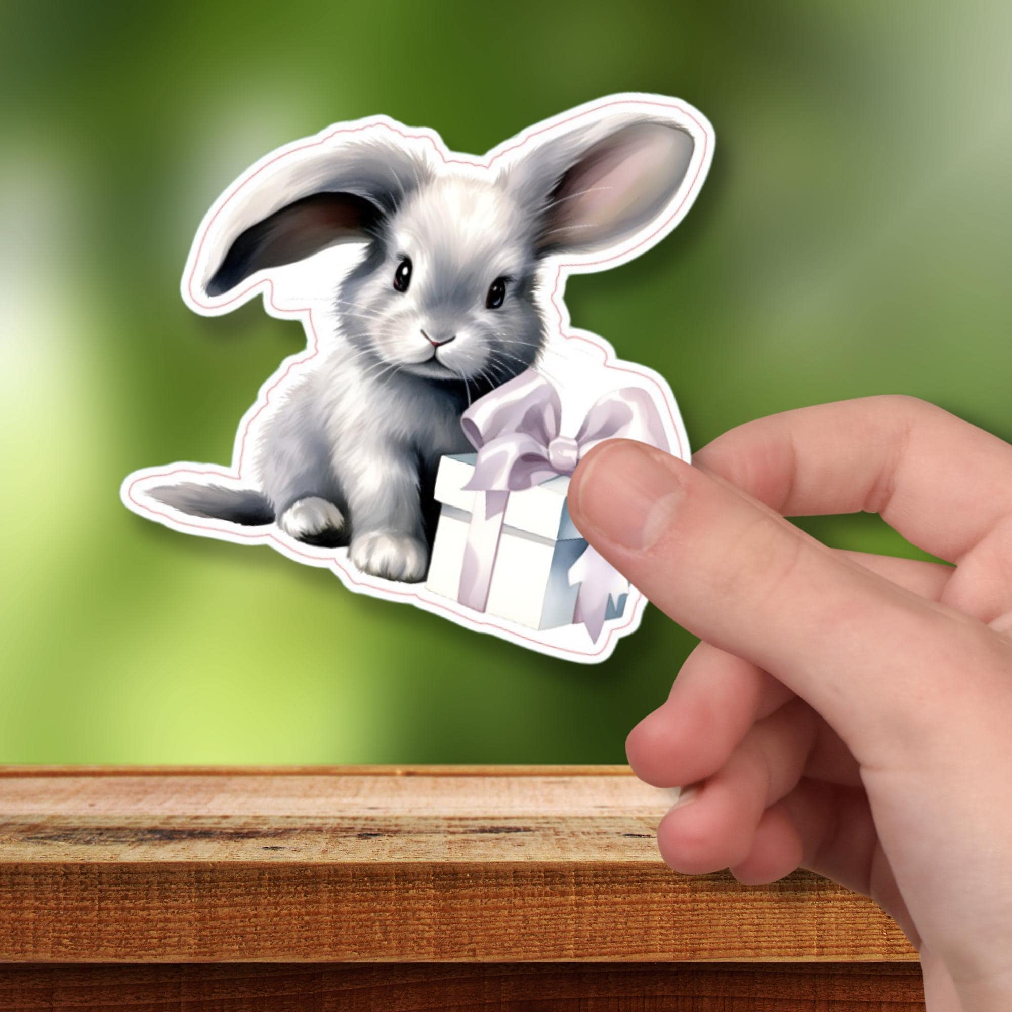 Aufkleber Ostern großer 8 cm Sticker niedliches Häschen Deko Hase Geschenkaufkleber Osterhase - zur Auswahl in Weiß oder Transparent  #SEG8