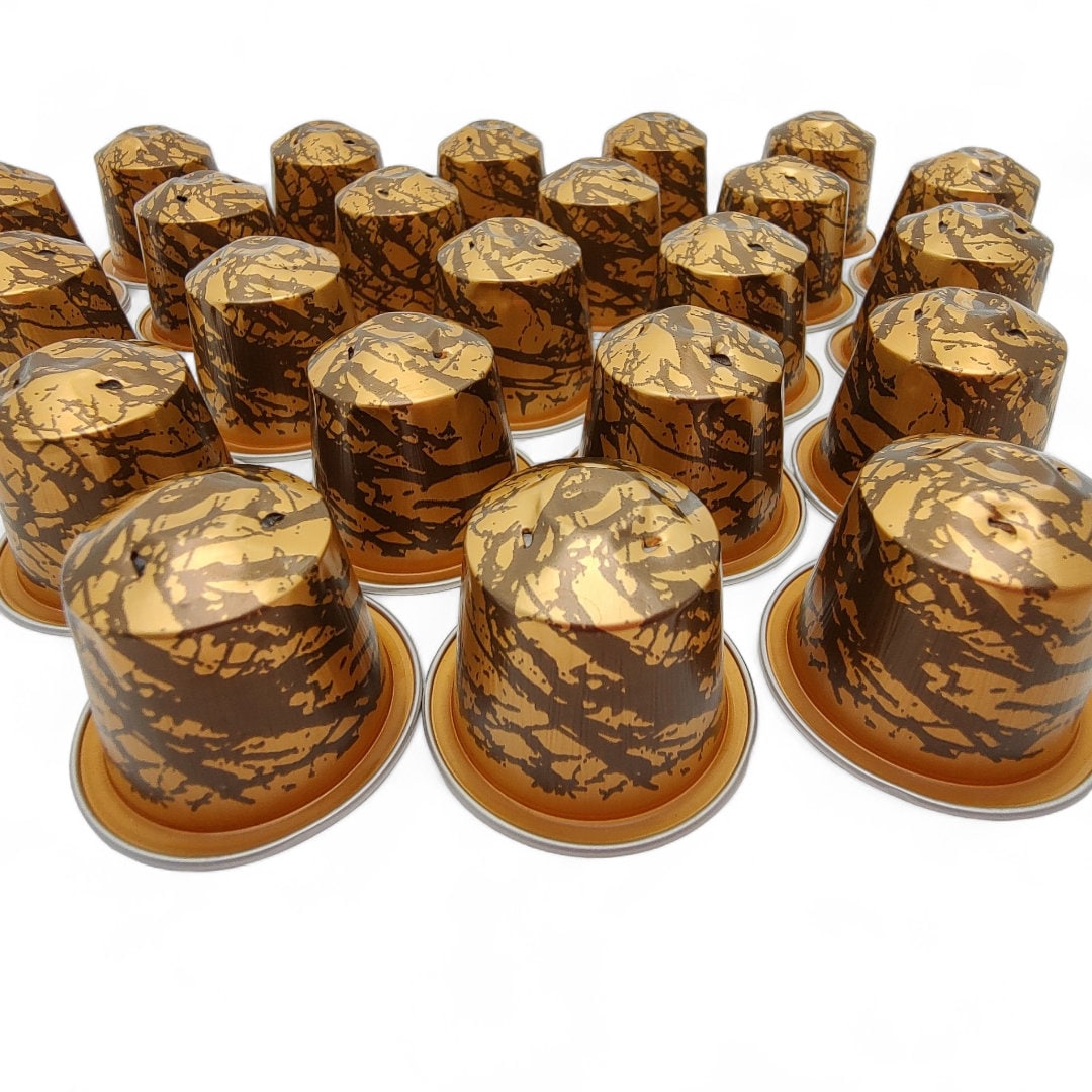 10 leere Kaffeekapseln Farbe : gold "marmoriert" zum Basteln und Gestalten für Dein DIY Projekt  #KNS