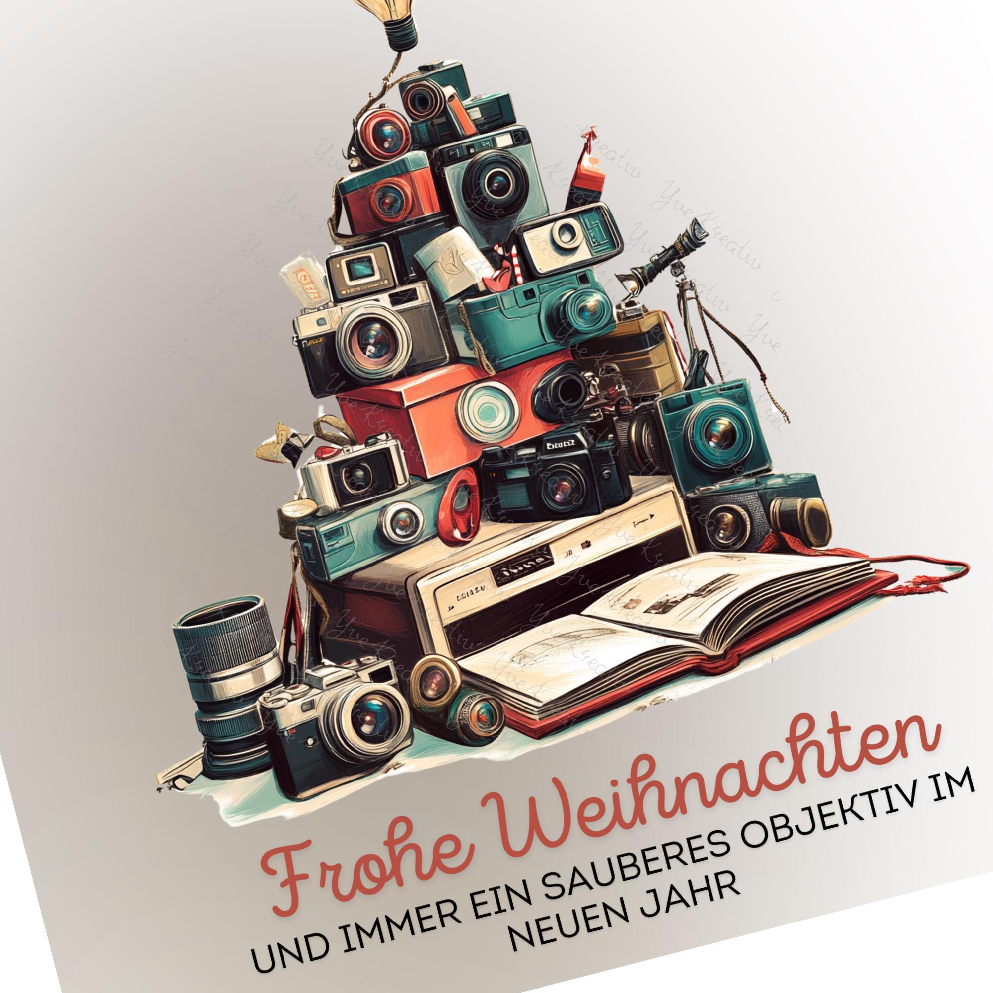 Brillenputztuch Tannenbaum Weihnachten Wichtelgeschenk Fotograf Geschenk bedrucktes Mikrofasertuch für Brillen Display Handy Objektiv #WE25