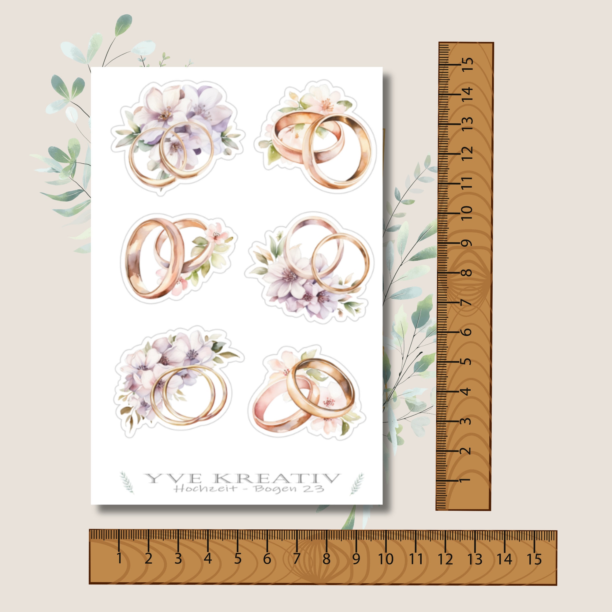 Sticker Bogen, Aufkleber, Hochzeit, Ringe, Eheringe | Sticker Set, Stickerbogen zur Auswahl in Weiß - Transparent - Matt - Glanz  #SBA6