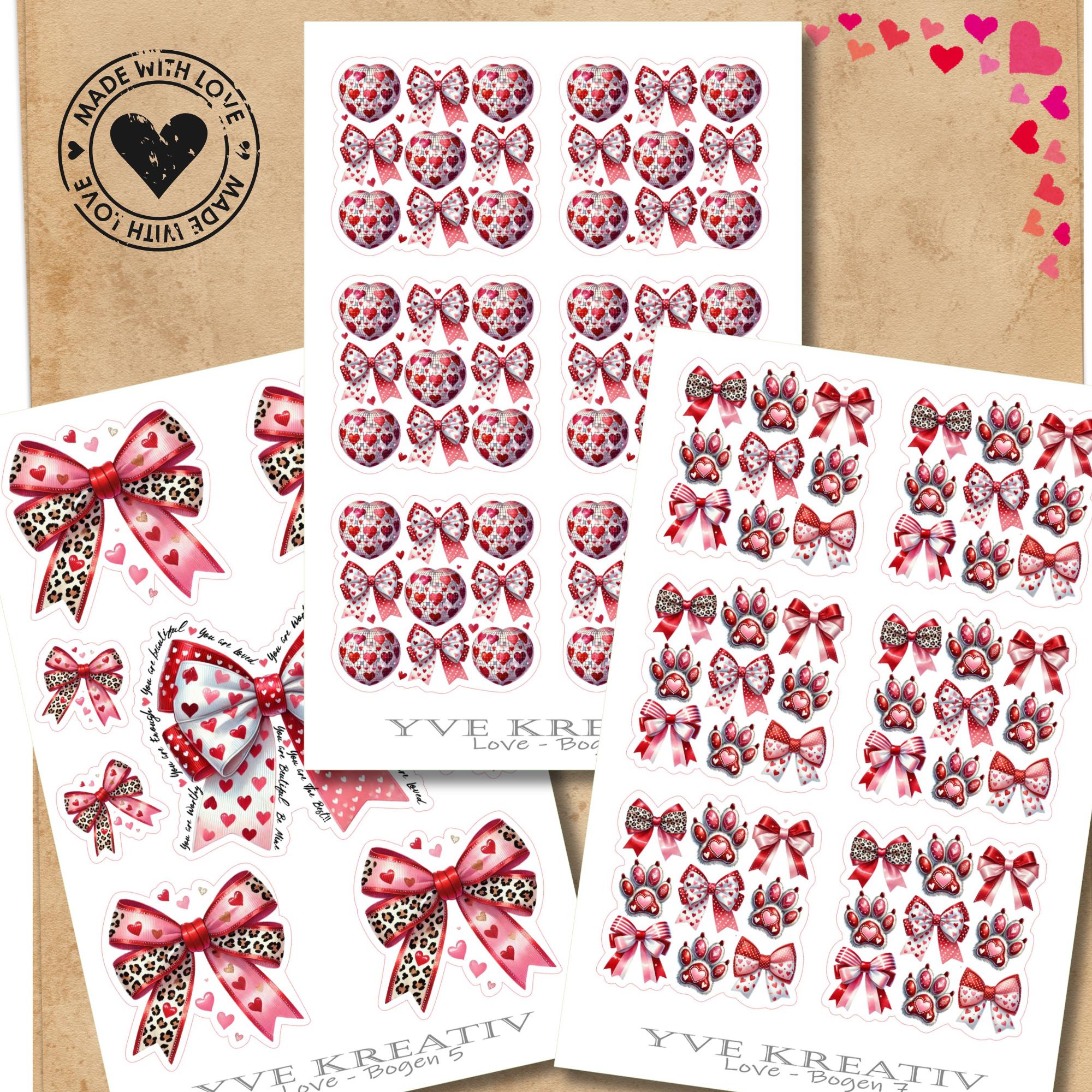 Aufkleber Schleifen Sticker Bogen Herzen Stickerbogen Love 3 Bögen zur Auswahl in Weiß - Transparent - Matt - Glanz #SBA6 Aufkleber Schleifen Sticker Bogen Herzen Stickerbogen Love 3 Bögen zur Auswahl in Weiß - Transparent - Matt - Glanz #SBA6