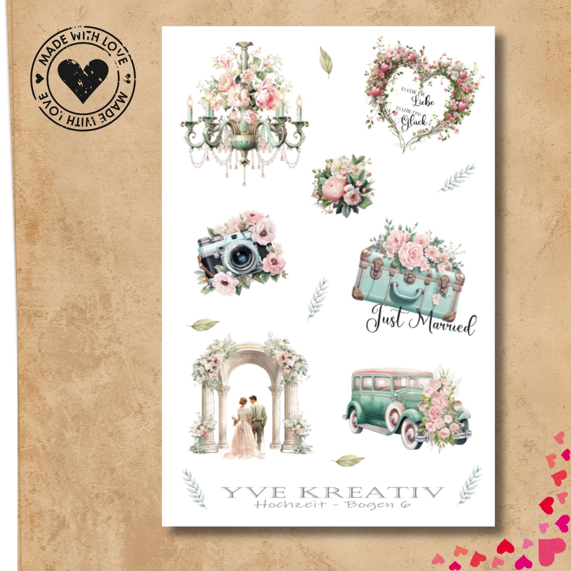 Aufkleber Hochzeit Sticker Bogen Hochzeitsfeier Stickerbogen zur Auswahl in Weiß - Transparent - Matt - Glanz #SBA6 Aufkleber Hochzeit Sticker Bogen Hochzeitsfeier Stickerbogen zur Auswahl in Weiß - Transparent - Matt - Glanz #SBA6
